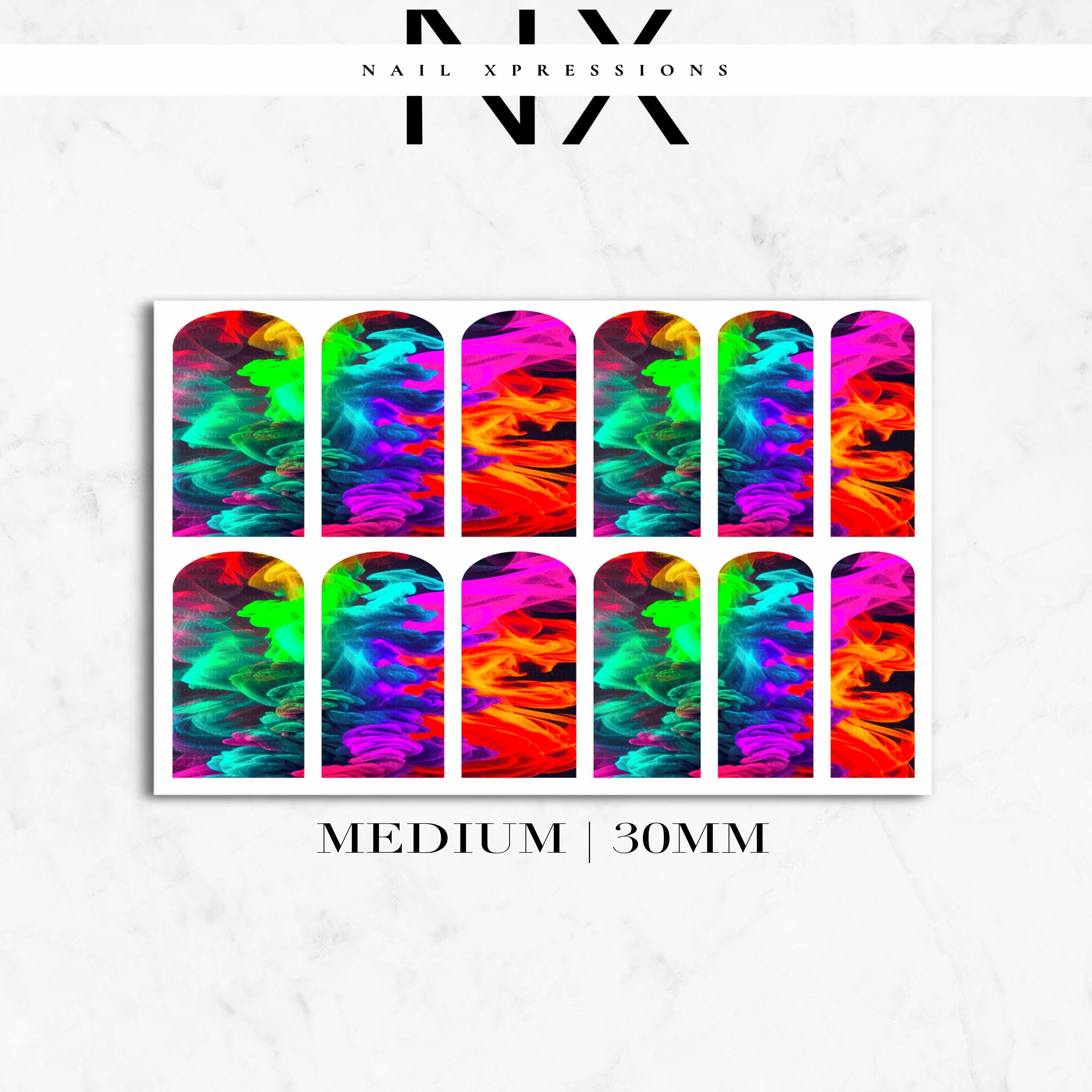 Neon Smoke Nail Decals | Nail Art Water Transfer | Nail Wraps