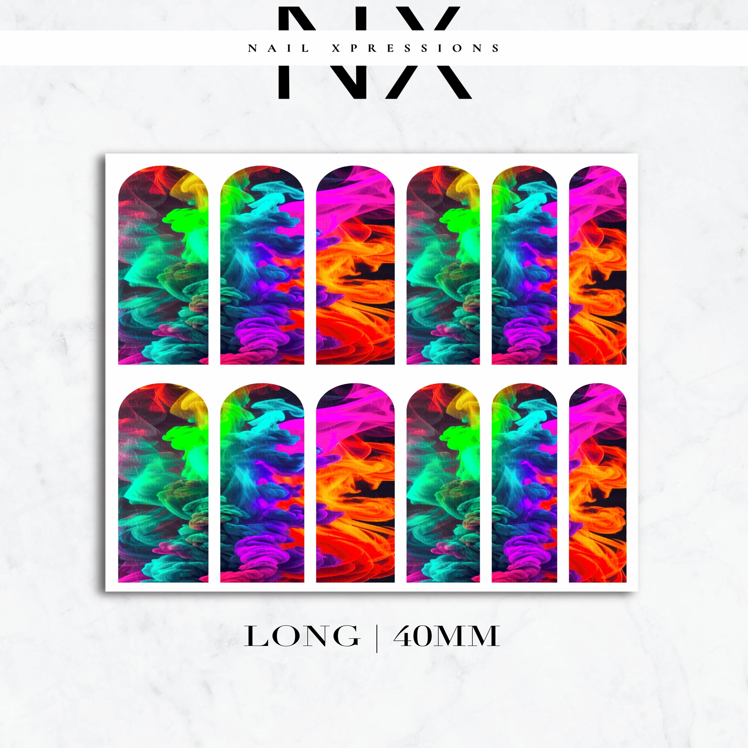 Neon Smoke Nail Decals | Nail Art Water Transfer | Nail Wraps