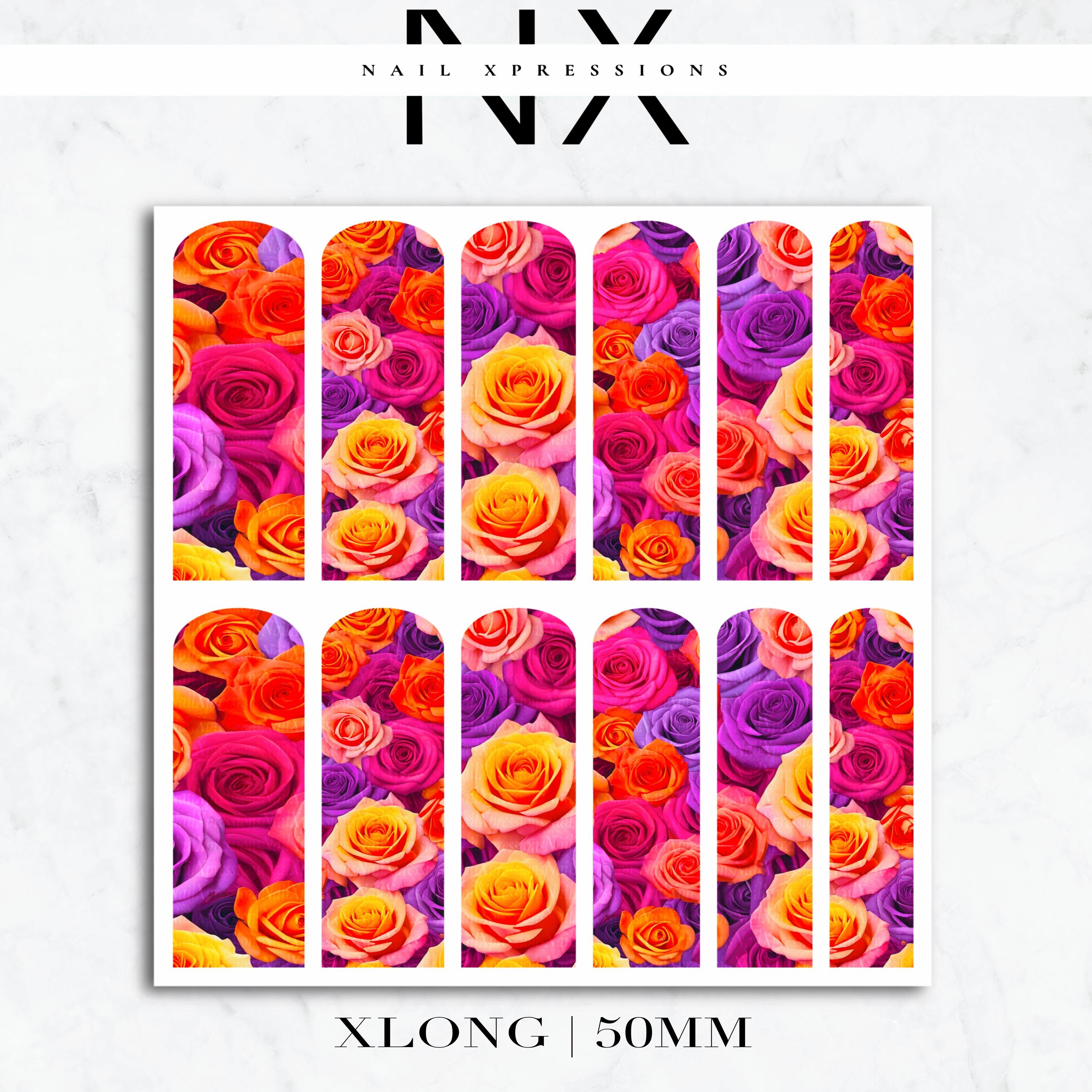 Vibrant Roses Nail Water Decals | Nail Art Water Transfer | Nail Wraps