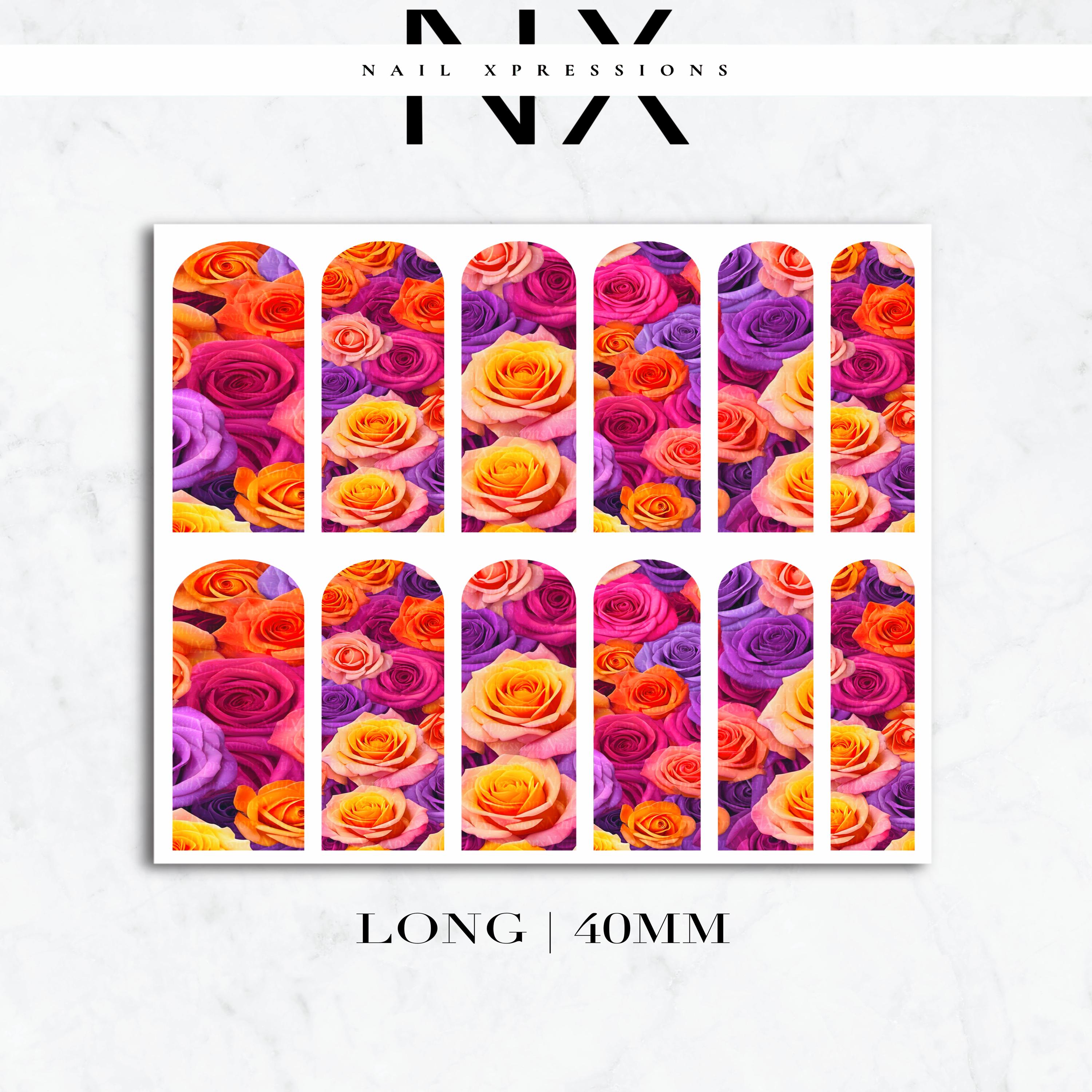 Vibrant Roses Nail Water Decals | Nail Art Water Transfer | Nail Wraps