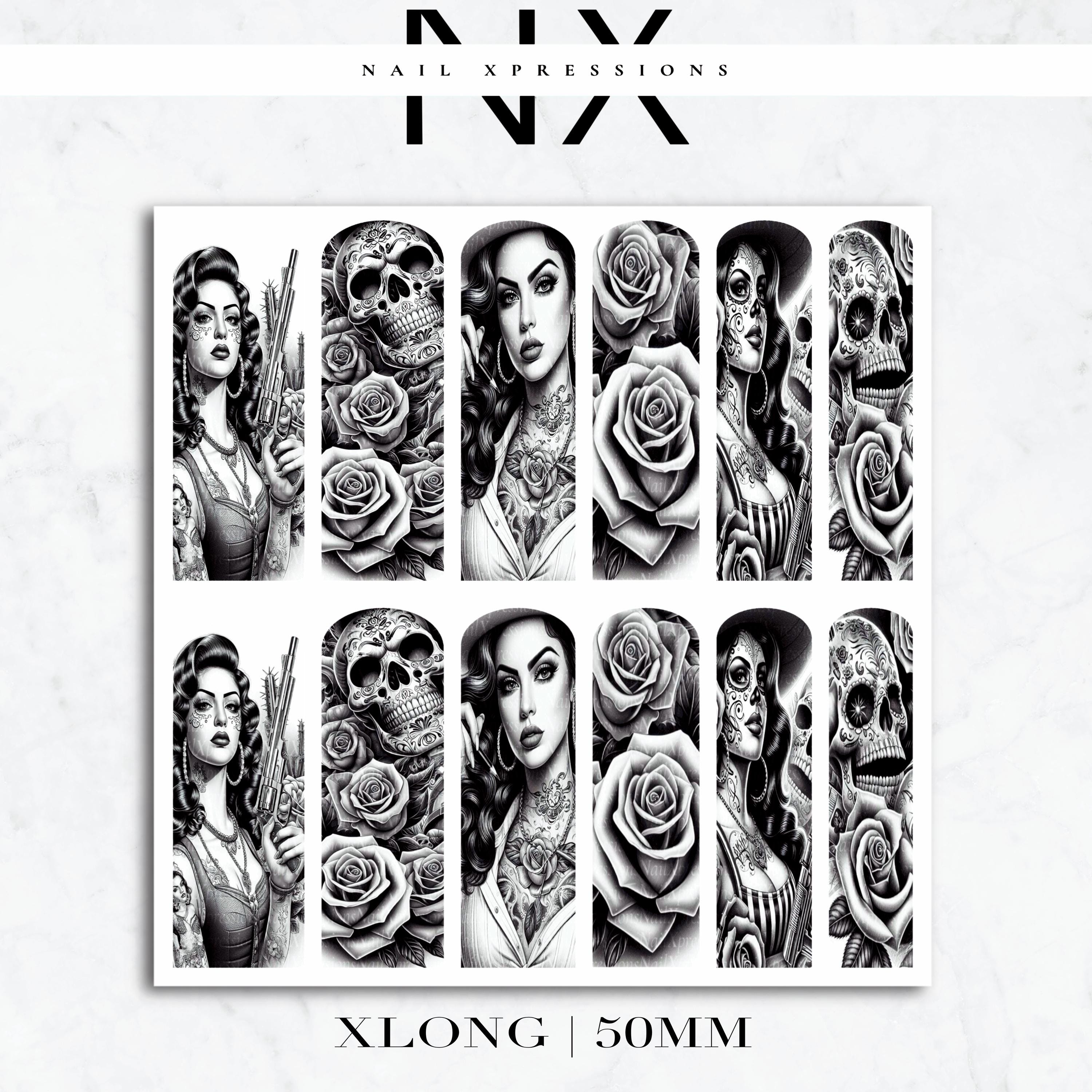 Chola Chicana Nail Decals | Nail Art Water Transfer | Nail Wraps