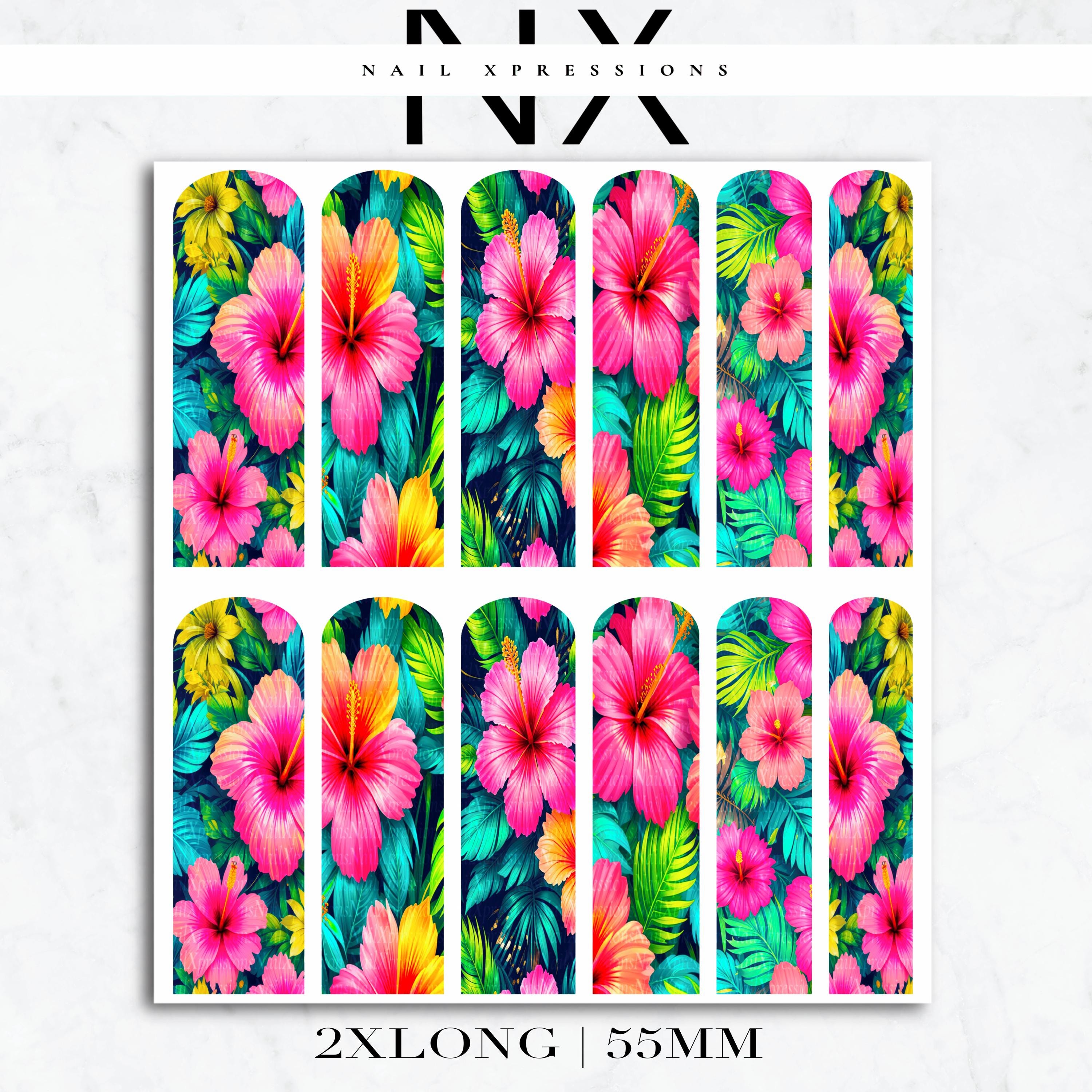 Tropical Flower Nail Decals | Nail Art Water Transfer | Nail Wraps