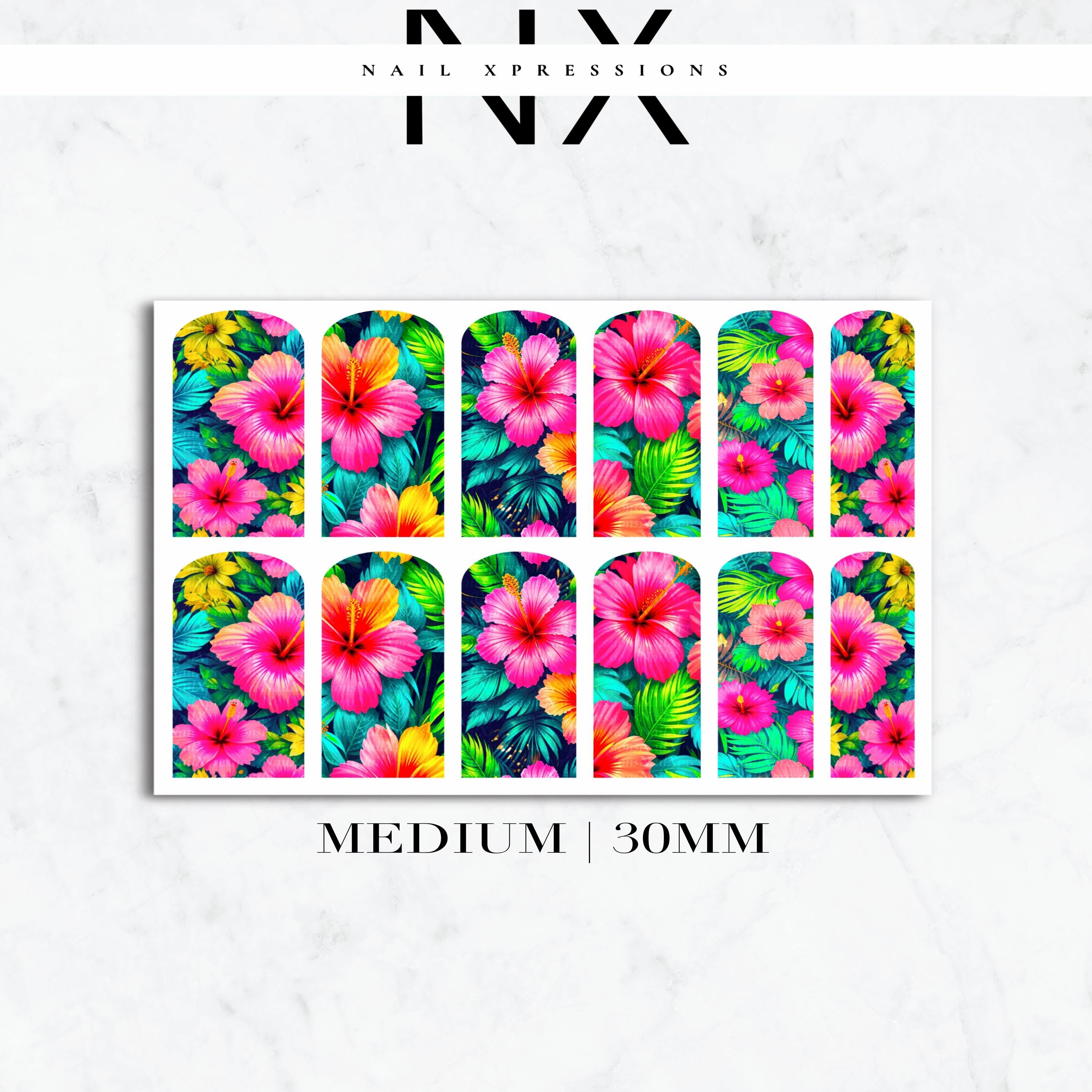 Tropical Flower Nail Decals | Nail Art Water Transfer | Nail Wraps