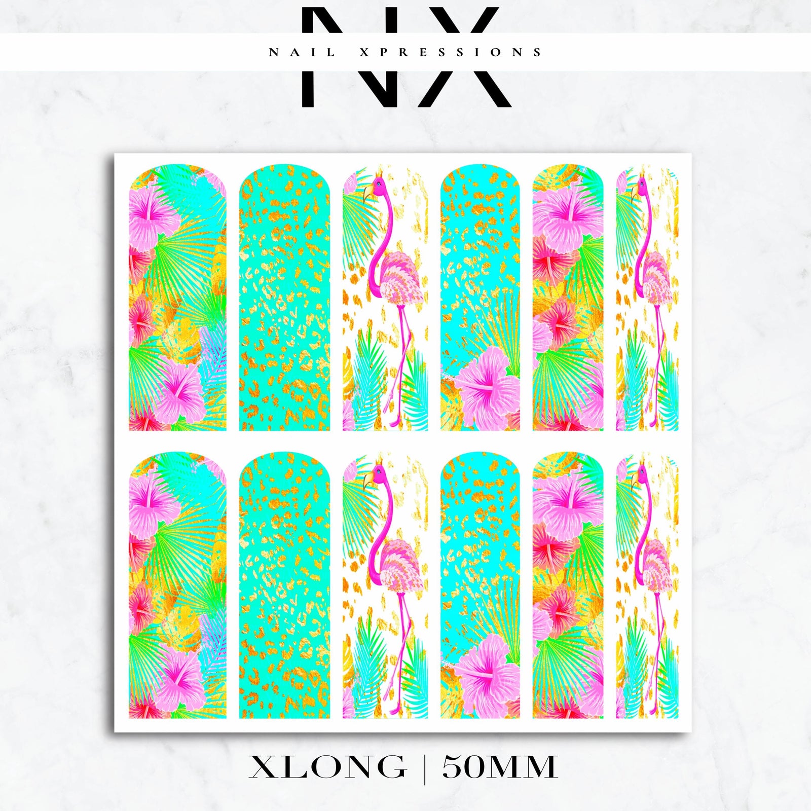 Tropical Flamingo Nail Decals | Nail Art Water Transfer | Nail Wraps