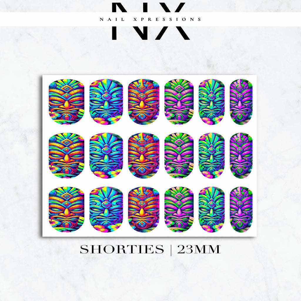 Vibrant Tiki Hut Mask Nail Decals | Nail Art Water Transfer | Nail Wraps