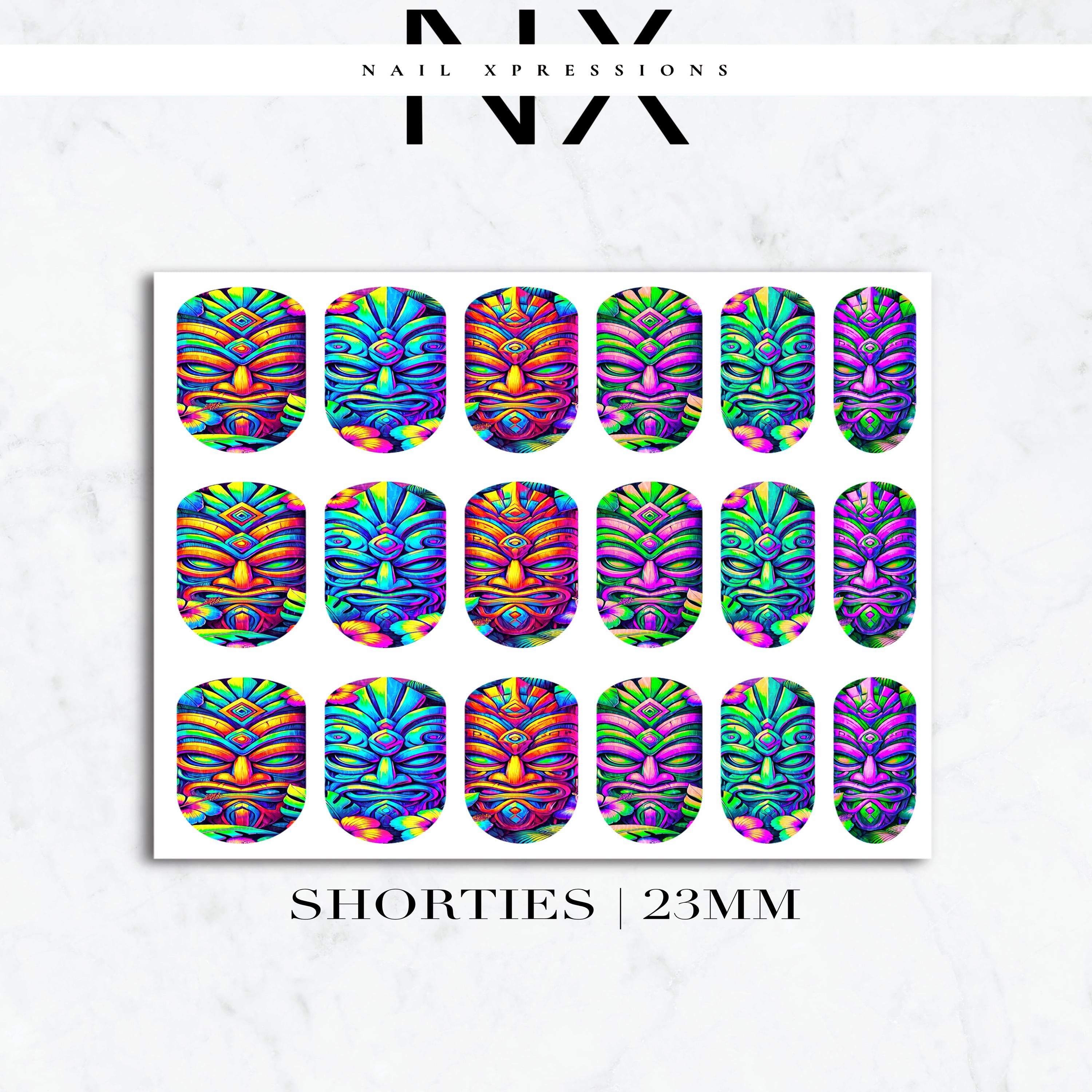 Vibrant Tiki Hut Mask Nail Decals | Nail Art Water Transfer | Nail Wraps