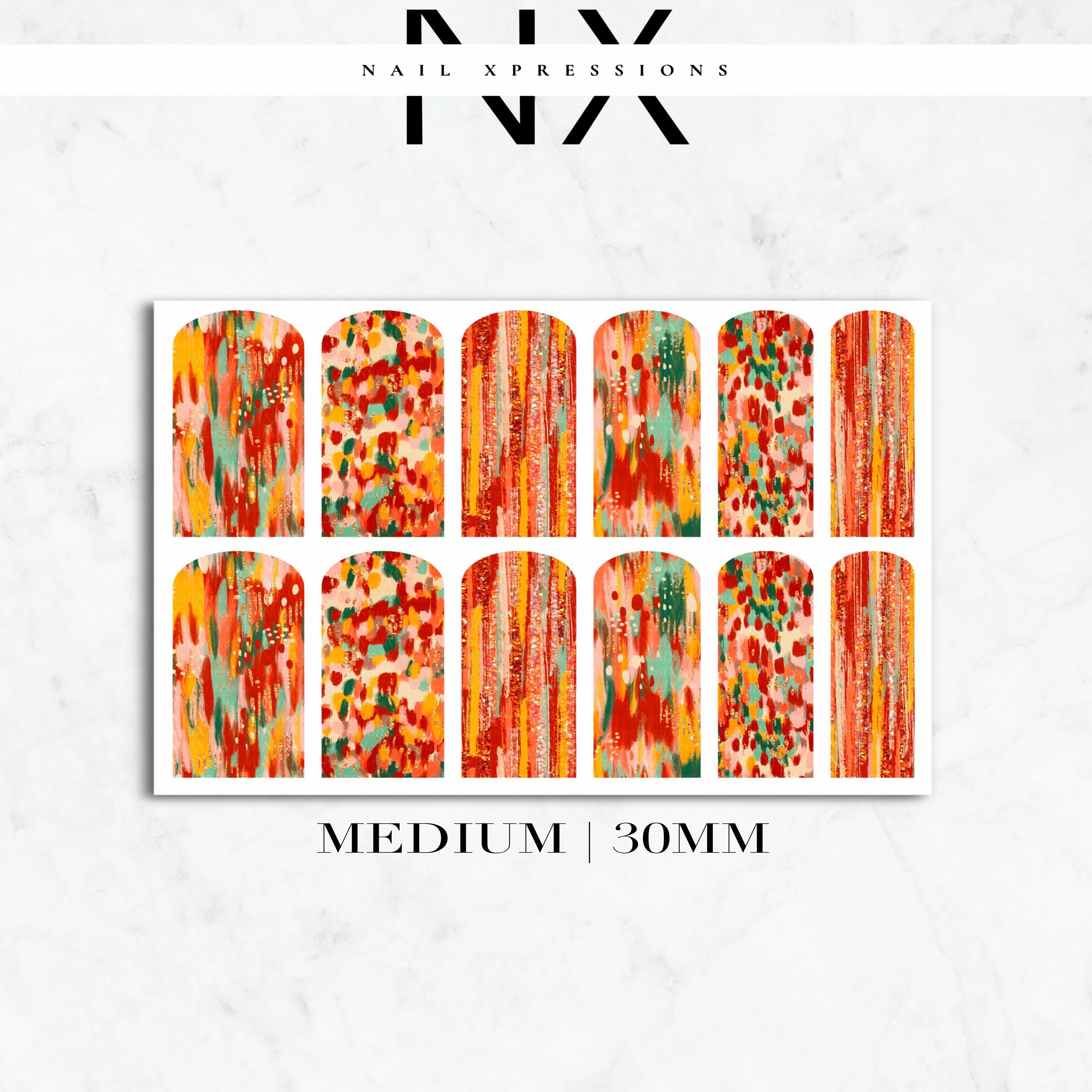 Abstract Fall Nail Decals | Nail Art Water Transfer | Nail Wraps