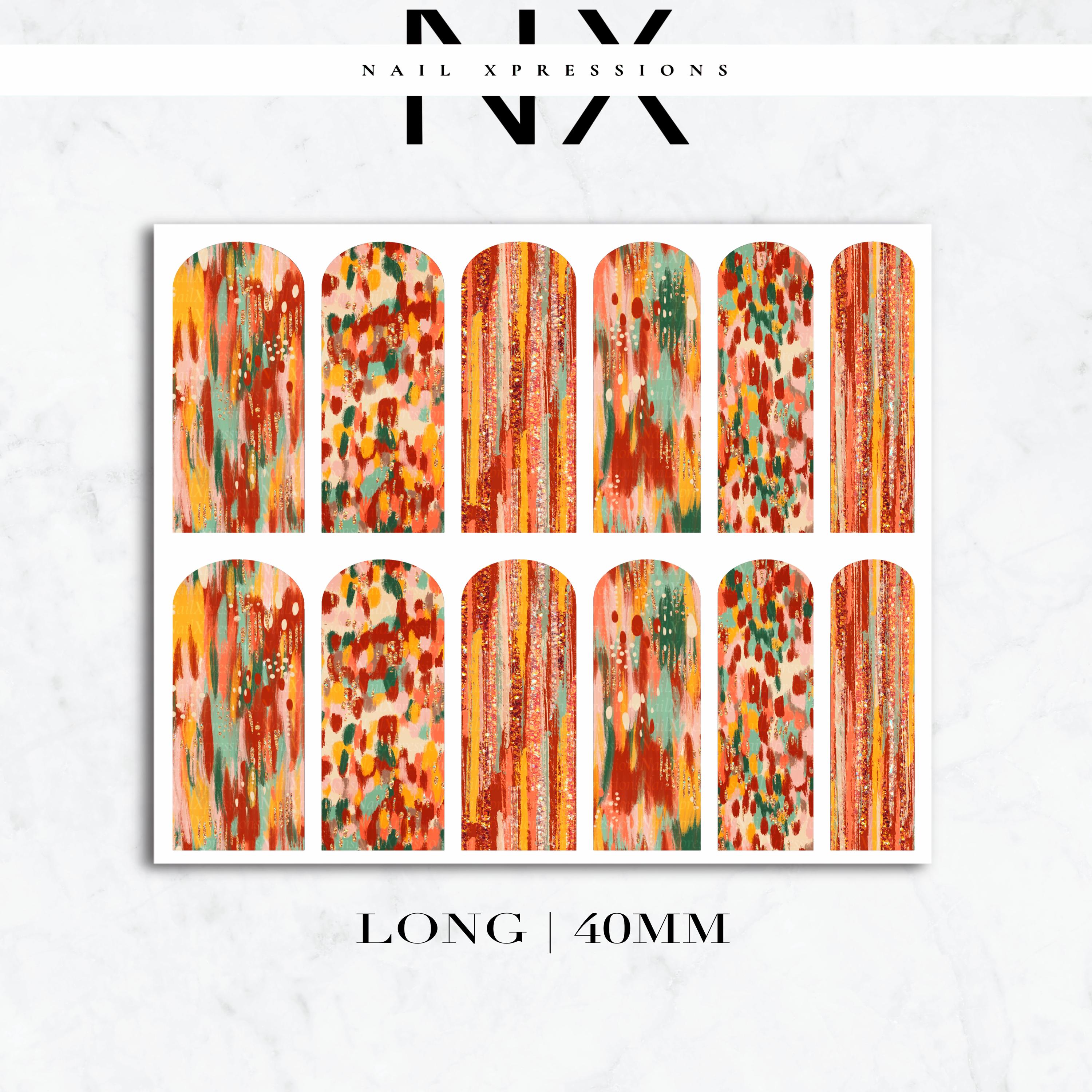 Abstract Fall Nail Decals | Nail Art Water Transfer | Nail Wraps