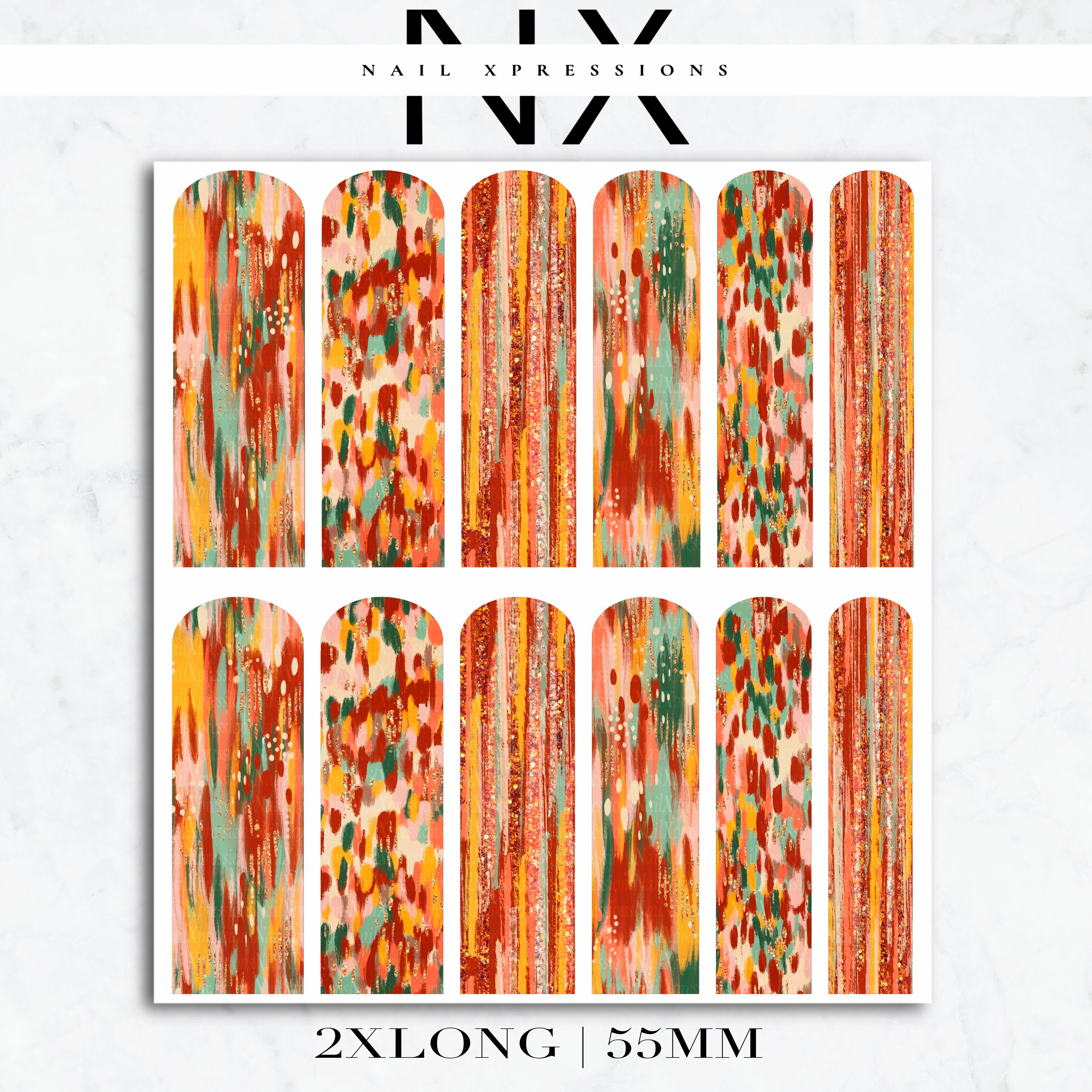 Abstract Fall Nail Decals | Nail Art Water Transfer | Nail Wraps