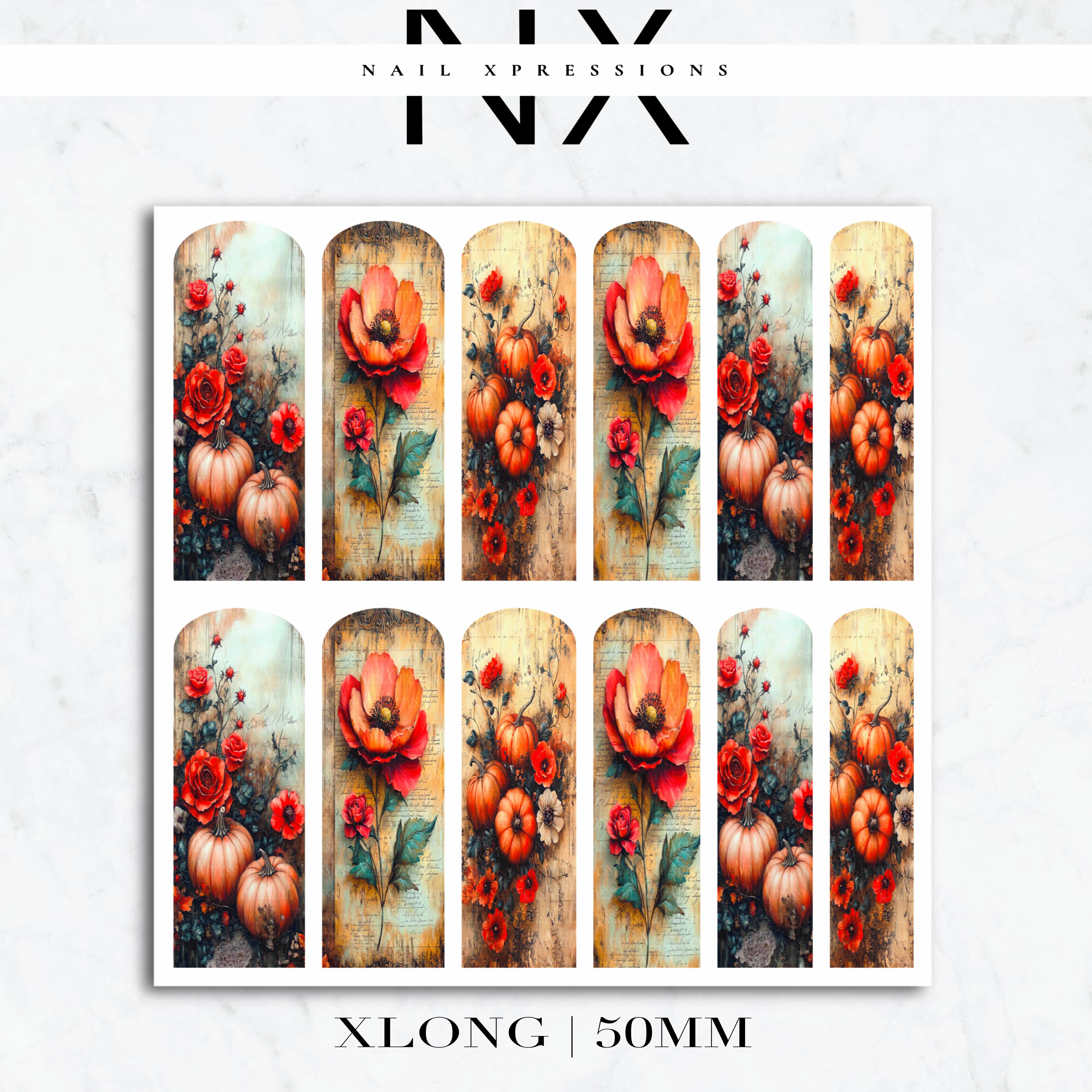 Rustic Fall Leaves and Flower Nail Decals | Nail Art Water Transfer | Nail Wraps