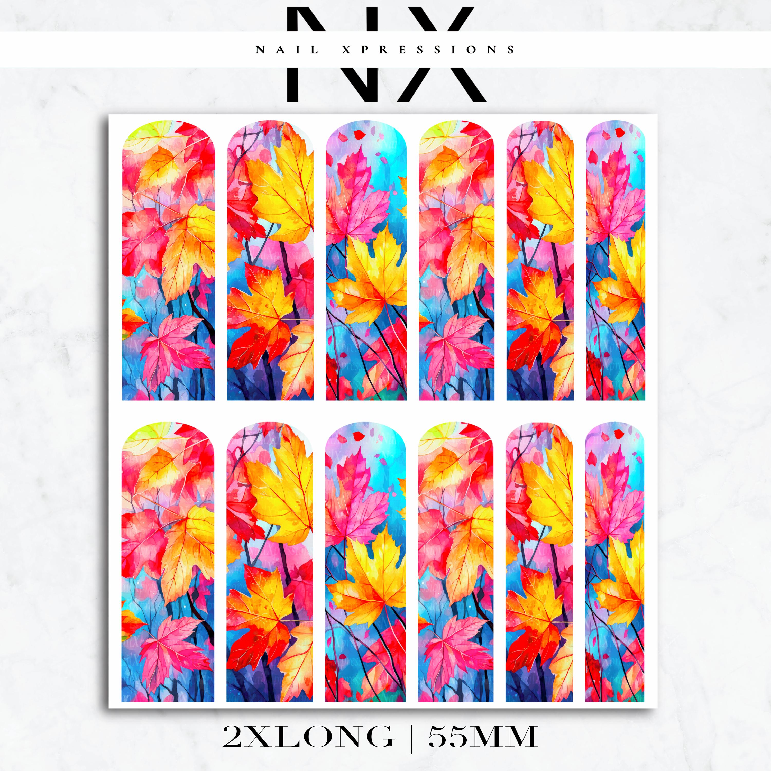 Vibrant Autumn Leaves Nail Decals | Nail Art Water Transfer | Nail Wraps