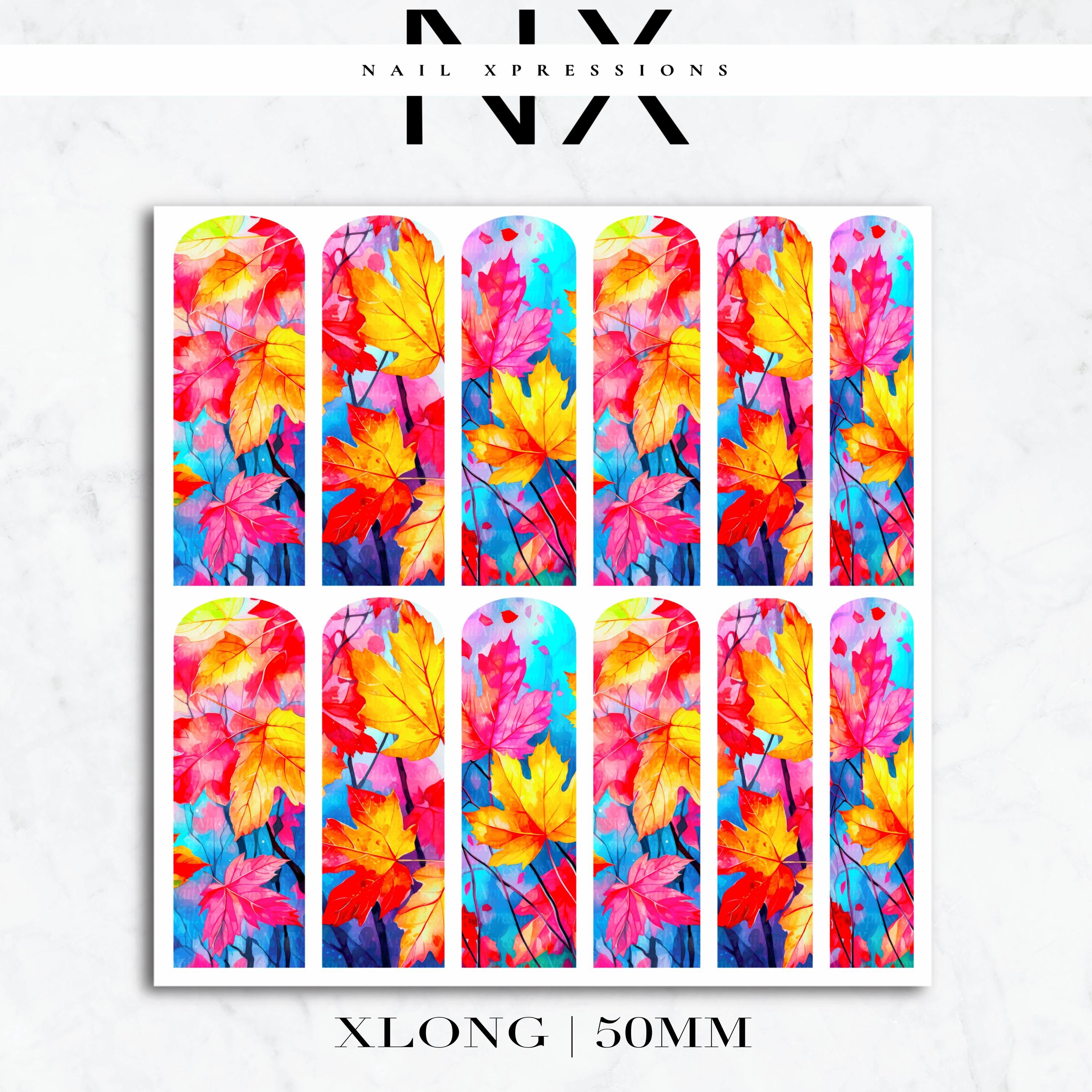 Vibrant Autumn Leaves Nail Decals | Nail Art Water Transfer | Nail Wraps