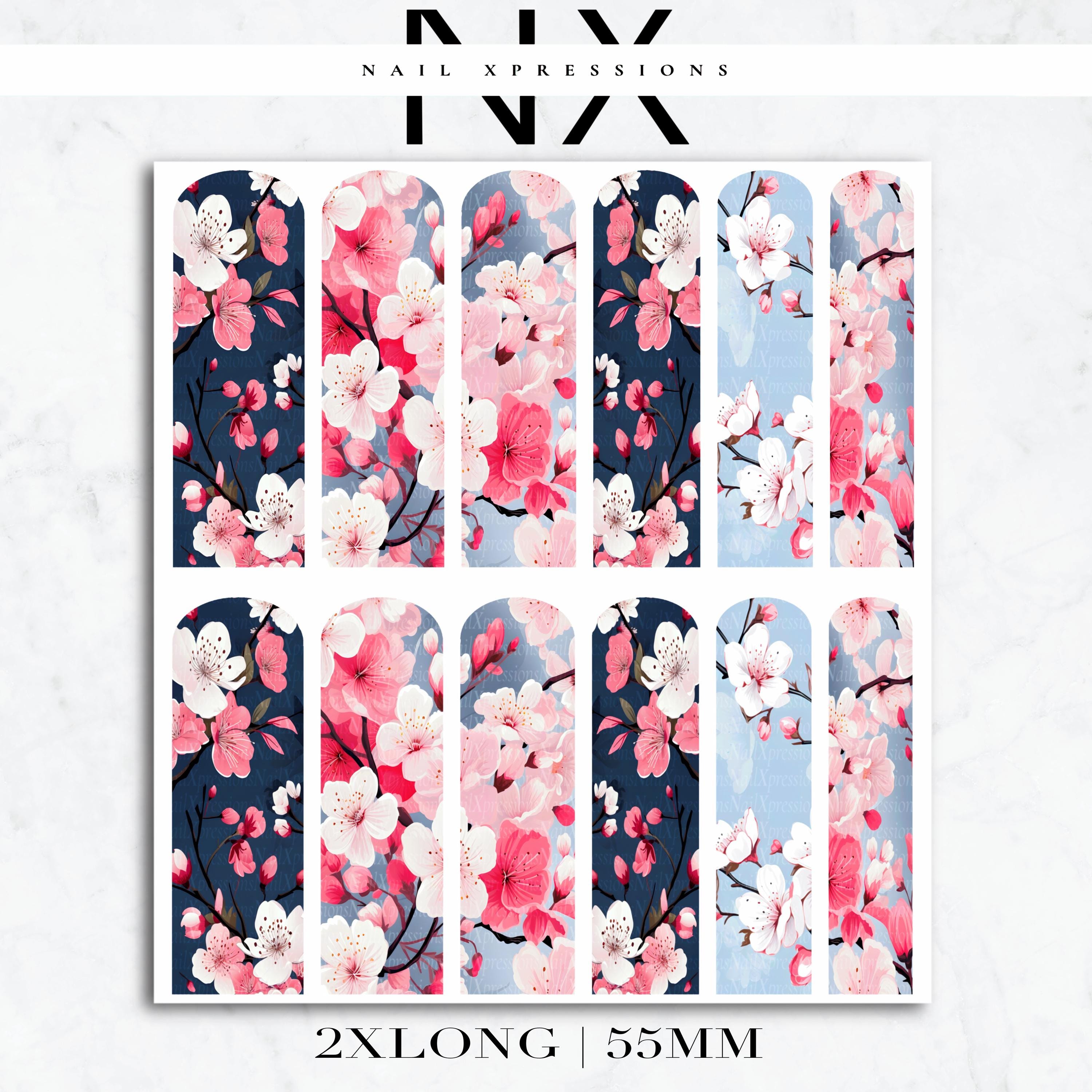 Cherry blossom Flowers Nail Decals | Nail Art Water Transfer | Nail Wraps