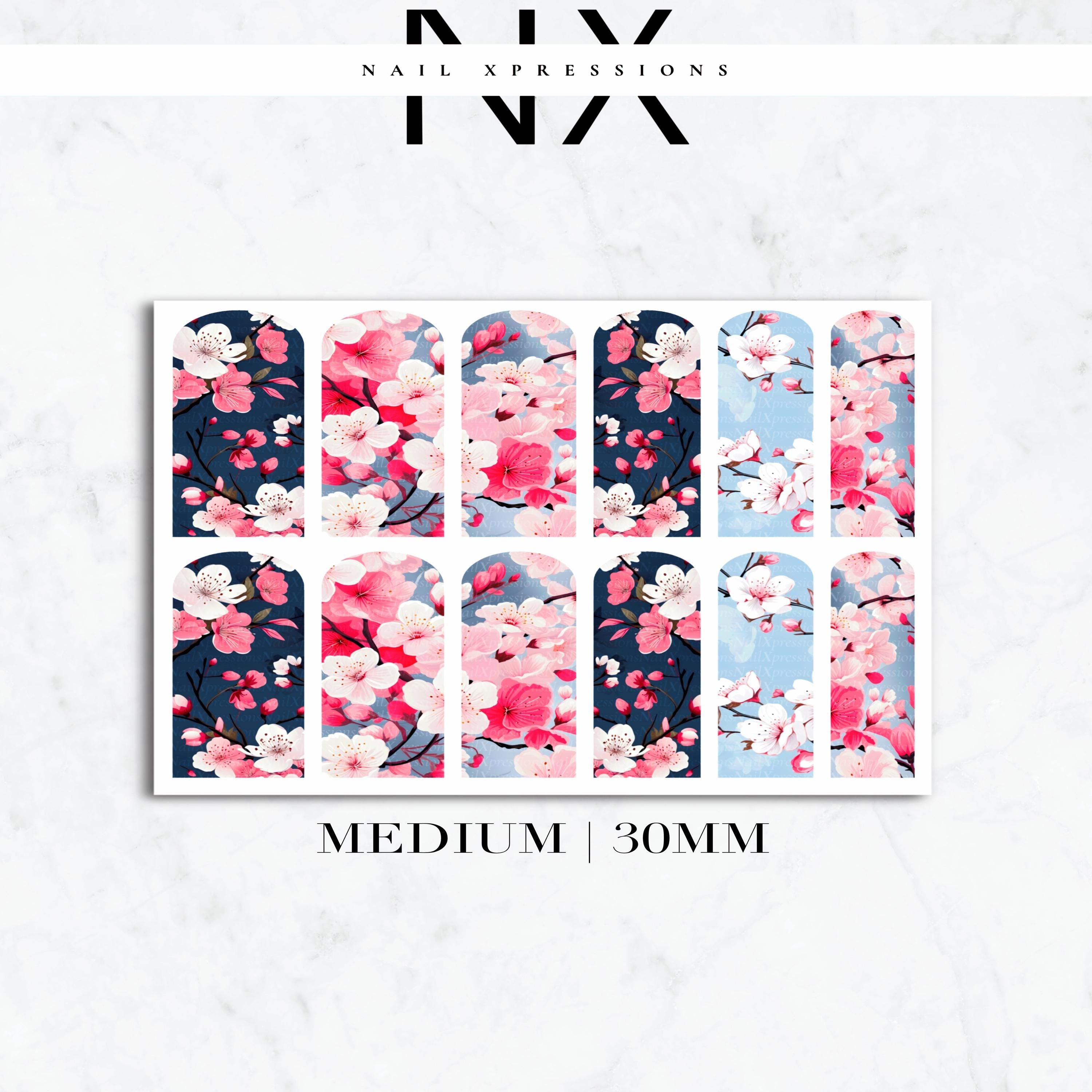 Cherry blossom Flowers Nail Decals | Nail Art Water Transfer | Nail Wraps