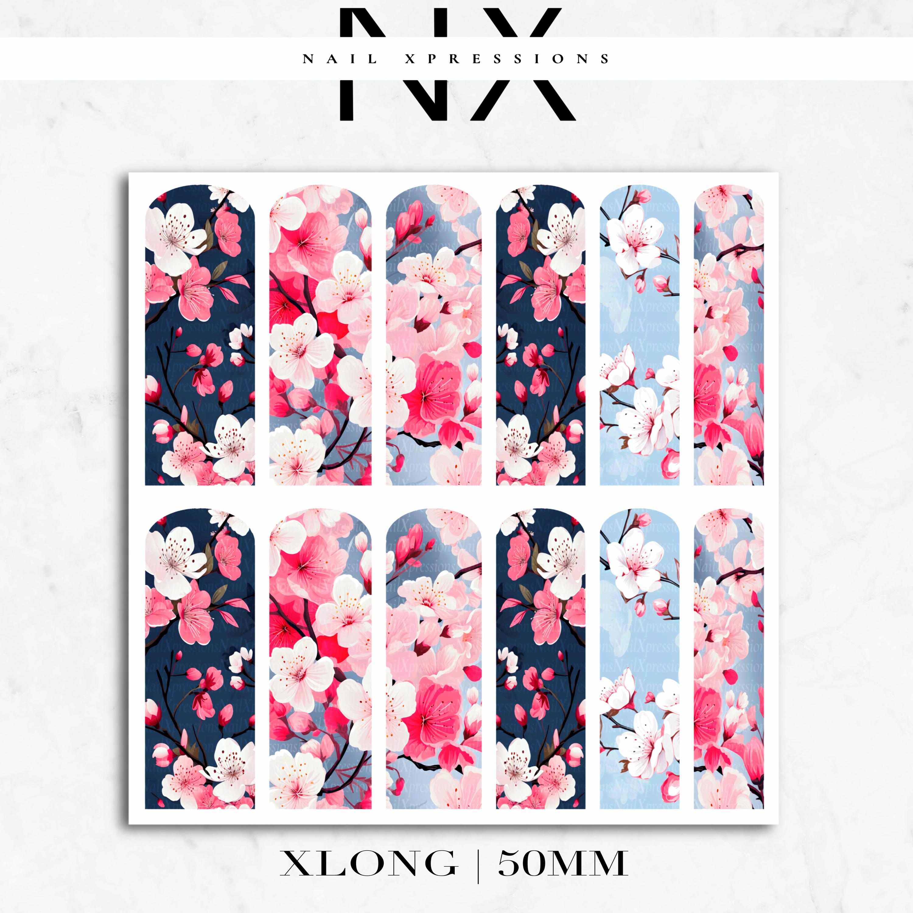 Cherry blossom Flowers Nail Decals | Nail Art Water Transfer | Nail Wraps