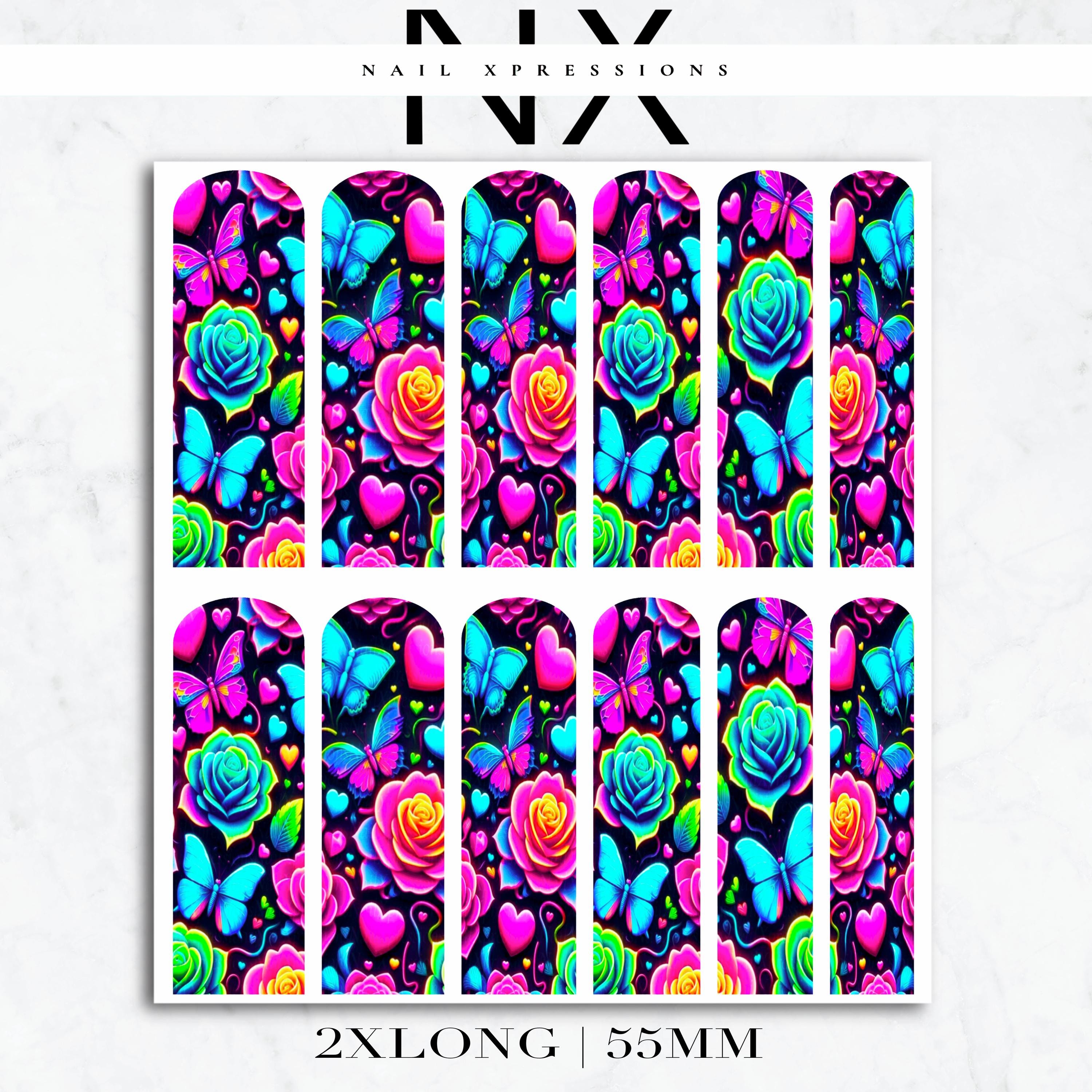 Abstract Neon Floral Nail Decals | Nail Art Water Transfer | Nail Wraps