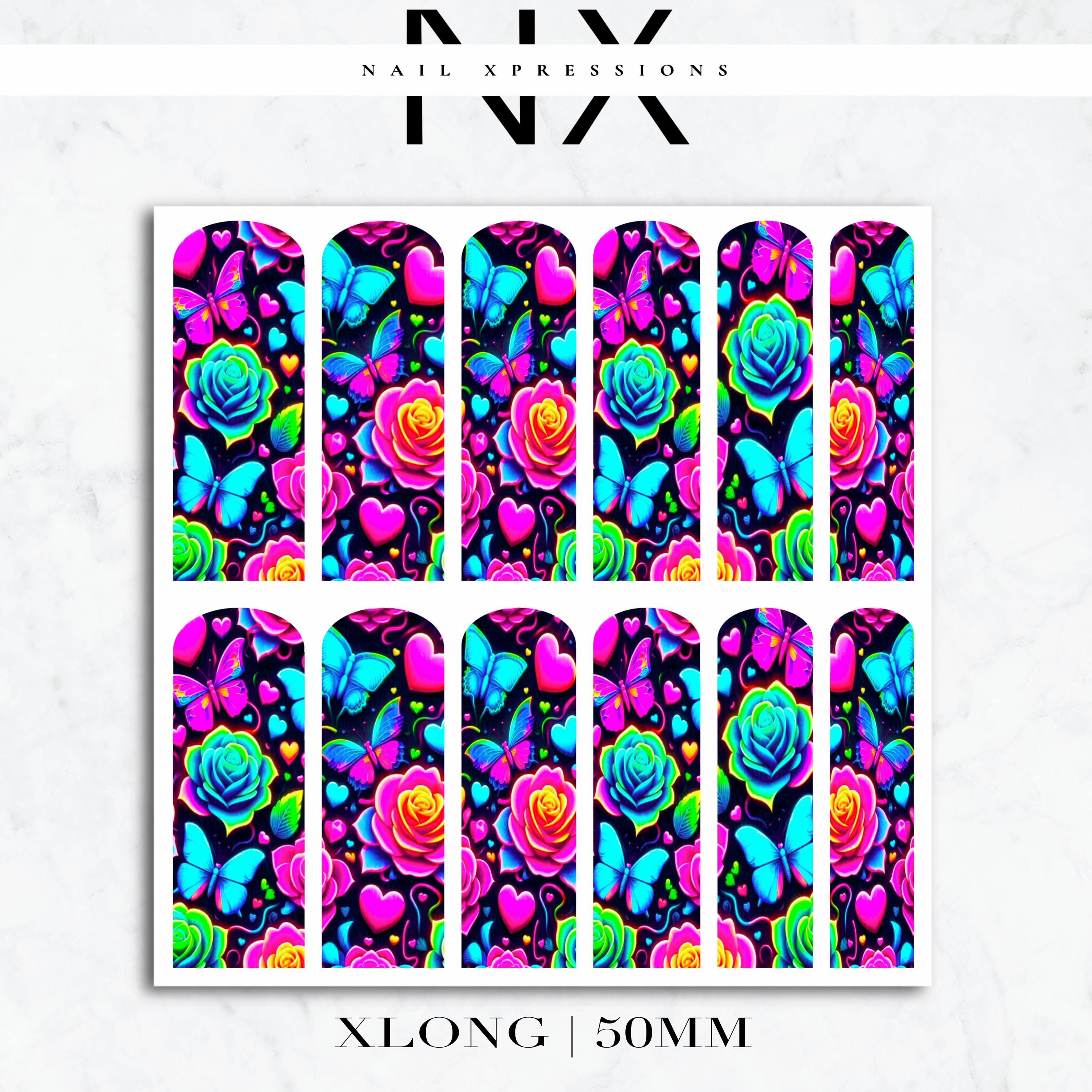 Abstract Neon Floral Nail Decals | Nail Art Water Transfer | Nail Wraps