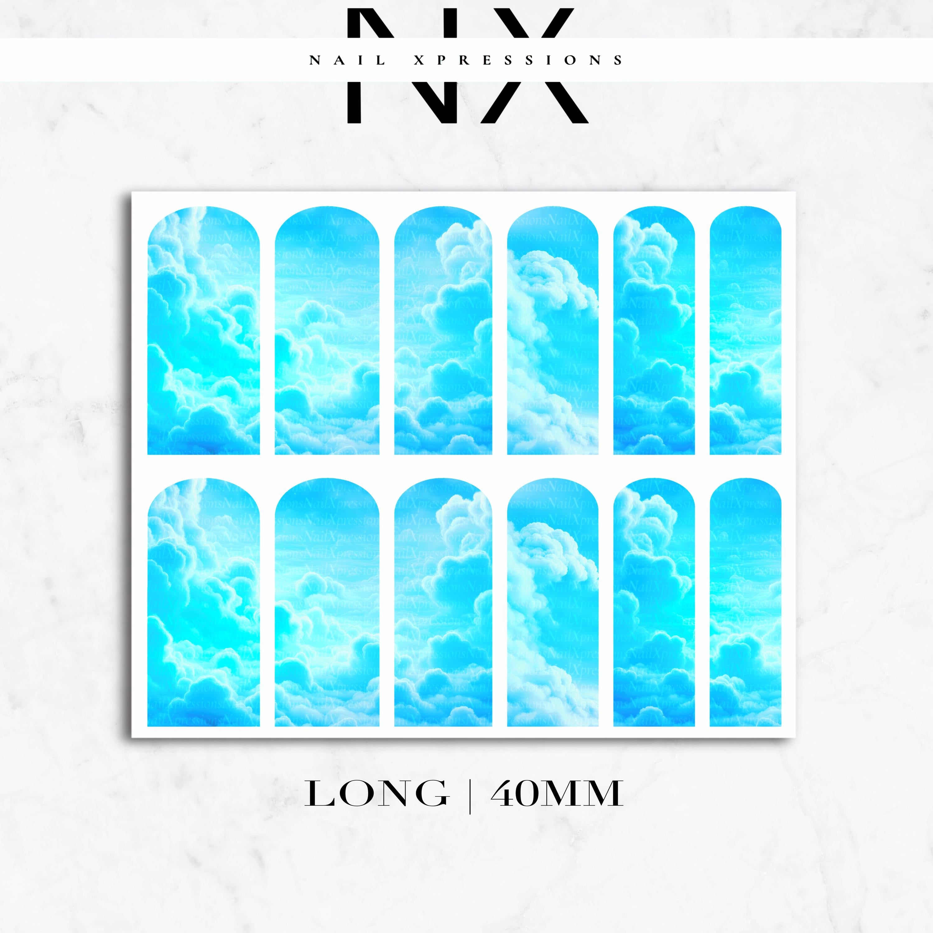 Blue Skies Nail Decals | Nail Art Water Transfer | Nail Wraps