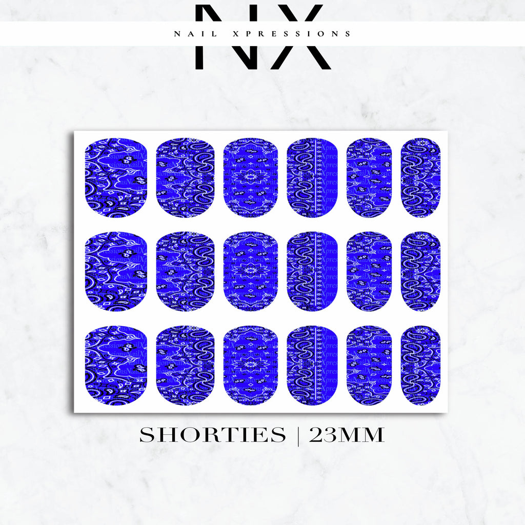 Blue Bandana Nail Decals | Nail Art Water Transfer | Nail Wraps