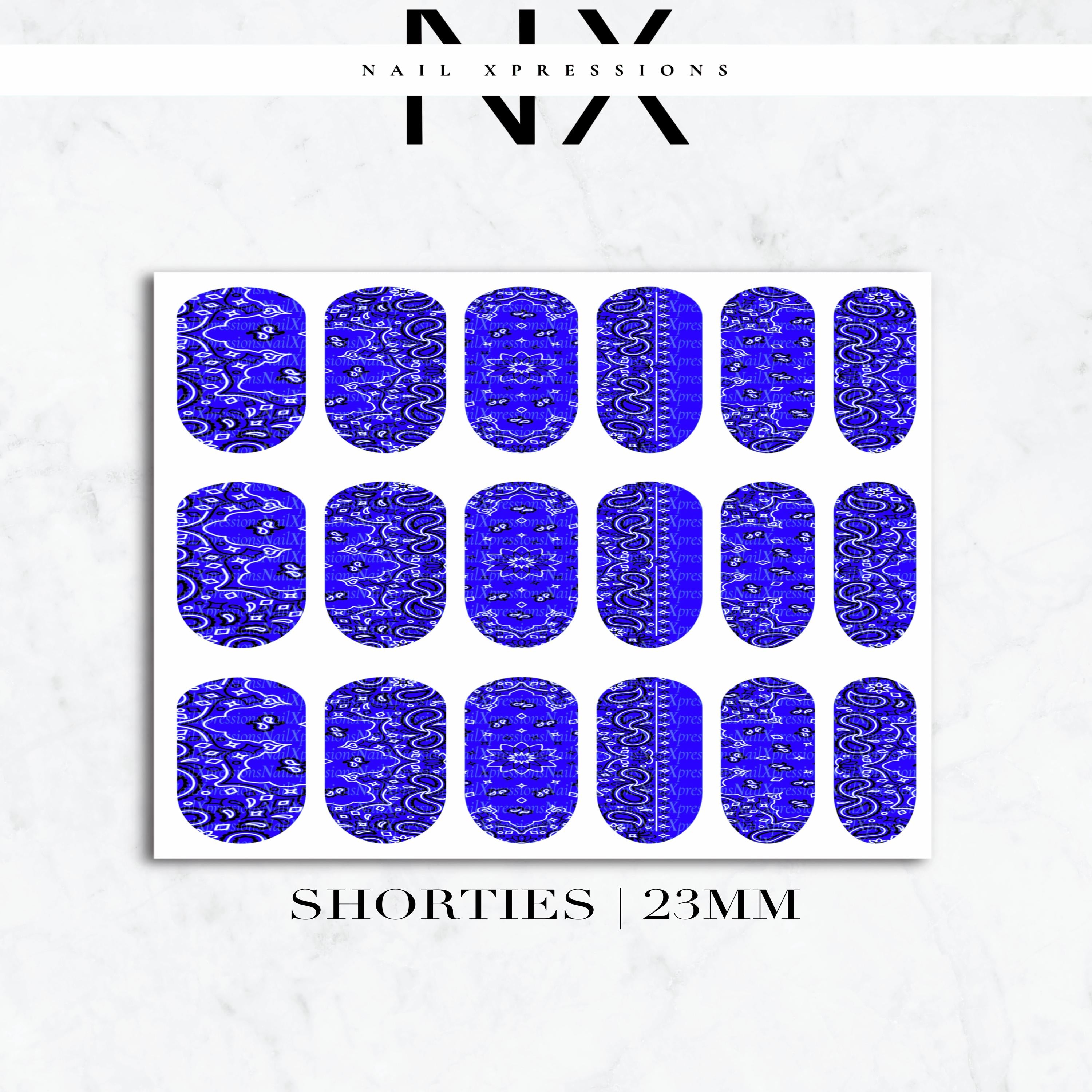 Blue Bandana Nail Decals | Nail Art Water Transfer | Nail Wraps