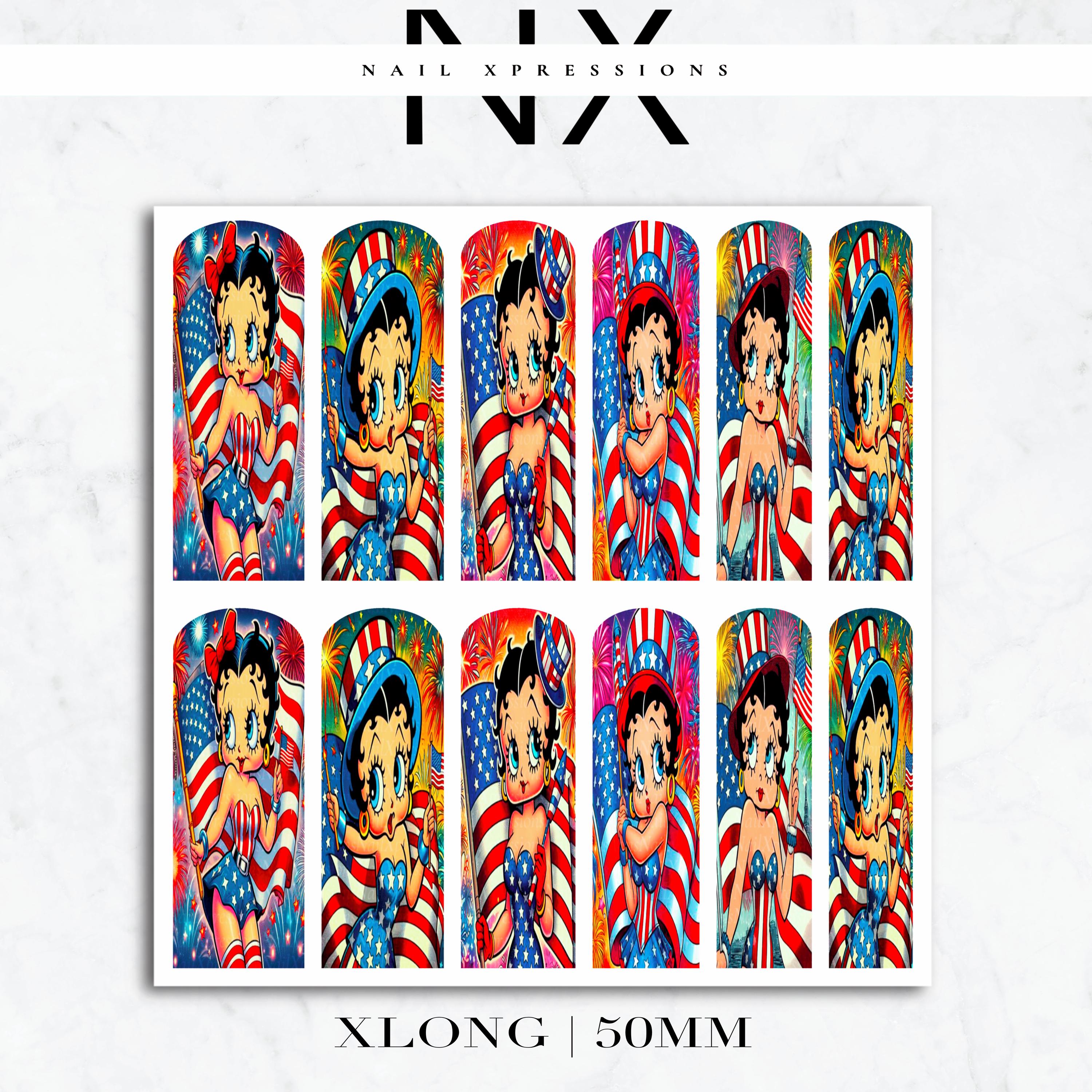 U.S.A. Betty Vibes Nail Decals | Nail Art Water Transfer | Nail Wraps