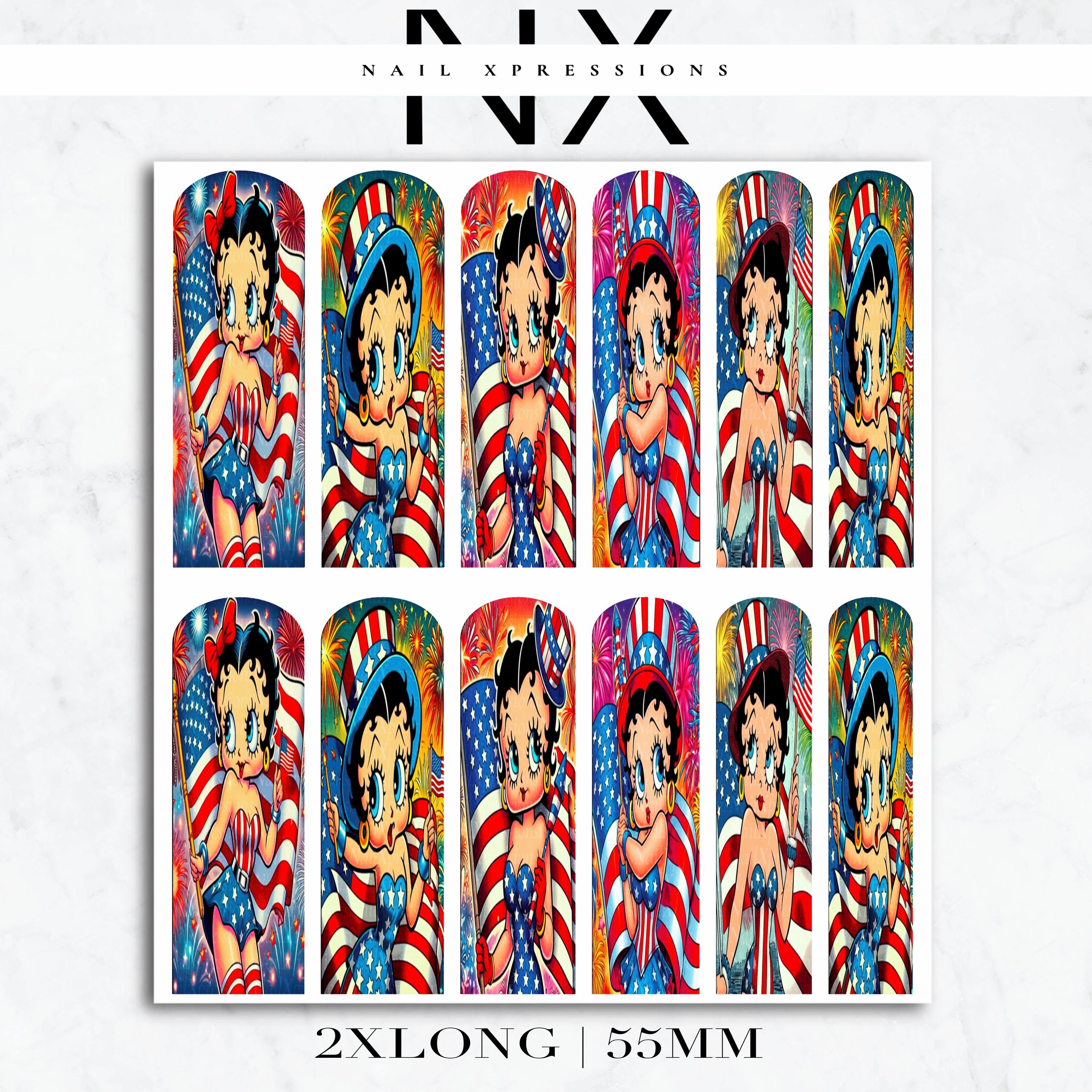 U.S.A. Betty Vibes Nail Decals | Nail Art Water Transfer | Nail Wraps