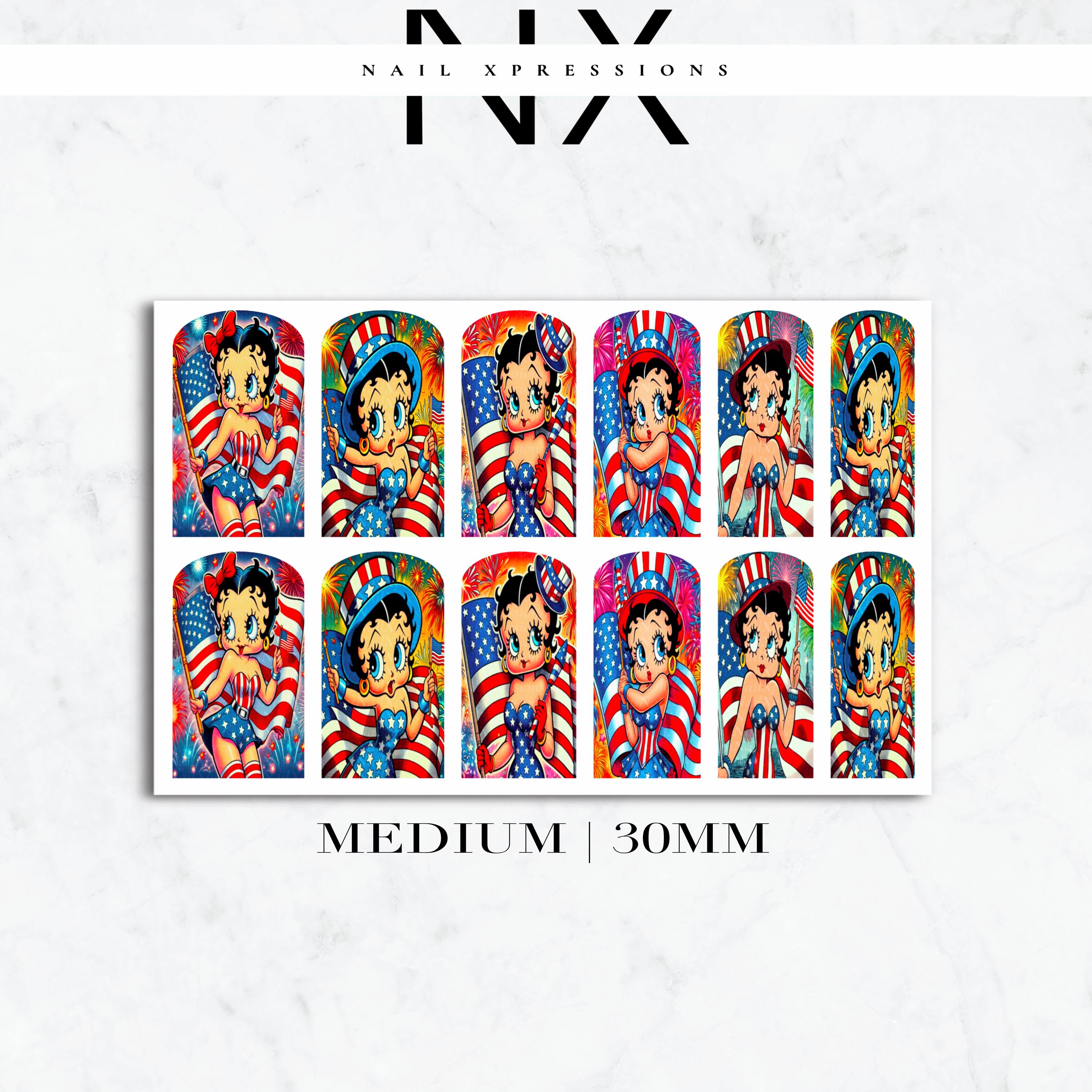 U.S.A. Betty Vibes Nail Decals | Nail Art Water Transfer | Nail Wraps