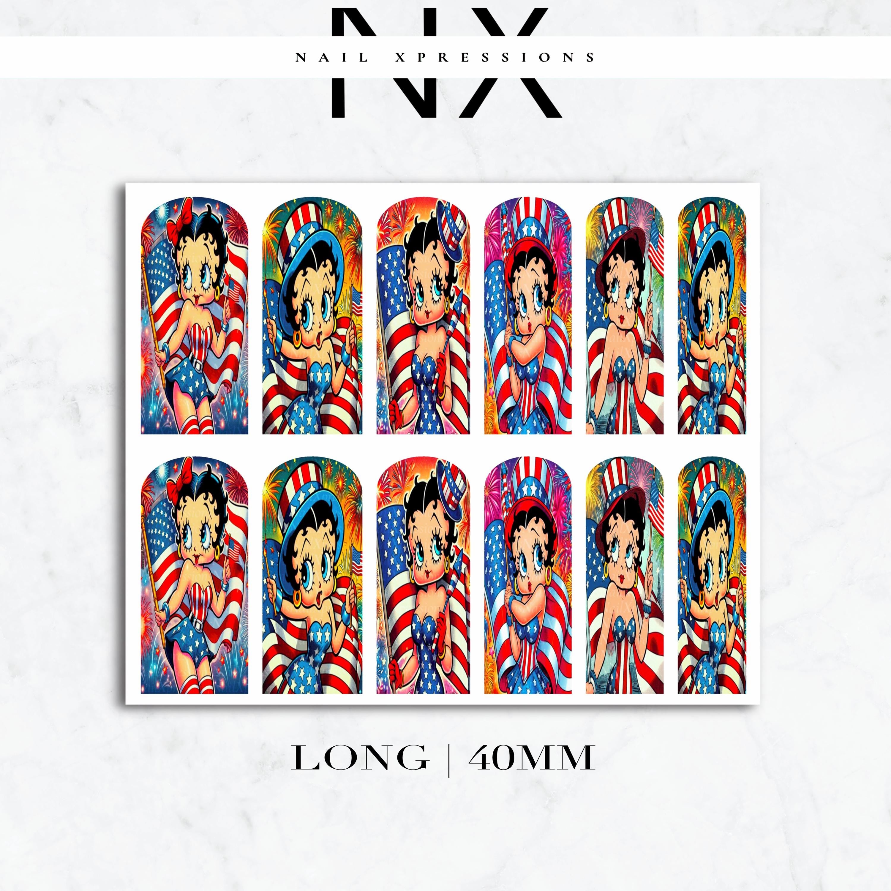 U.S.A. Betty Vibes Nail Decals | Nail Art Water Transfer | Nail Wraps