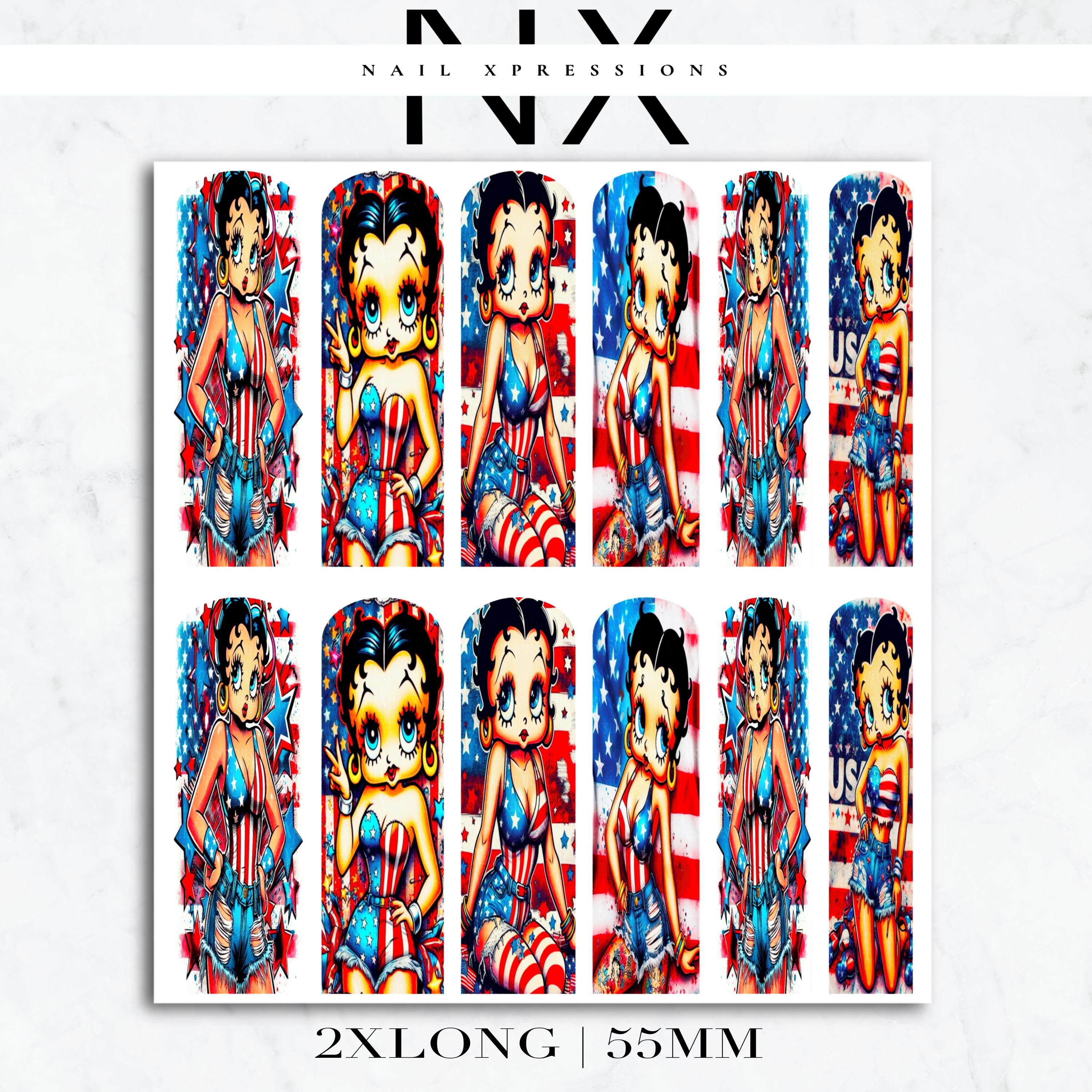 U.S.A. Betty Vibes Nail Nail Decals | Nail Art Water Transfer | Nail Wraps