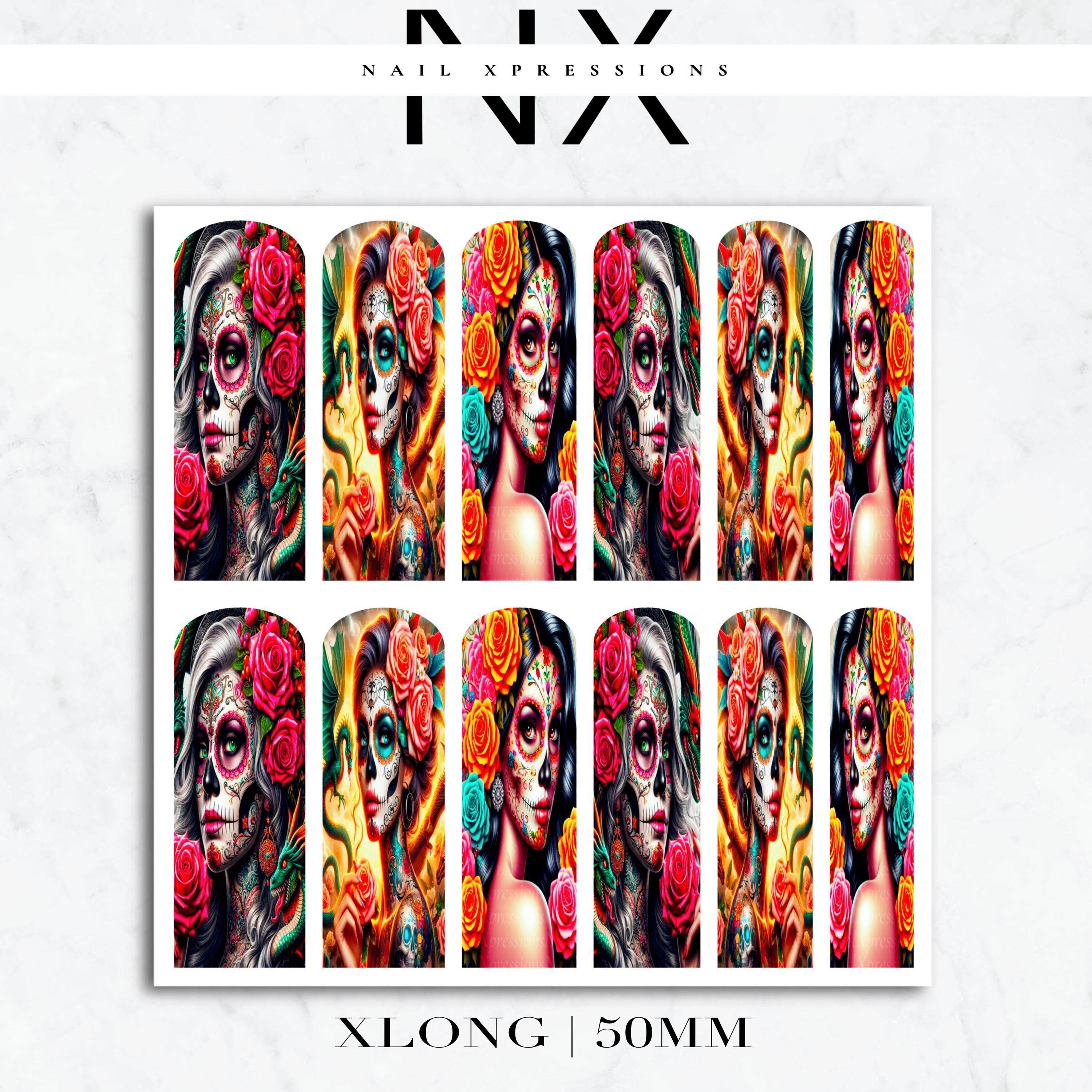 Day of the dead Nail Decals | Nail Art Water Transfer | Nail Wraps