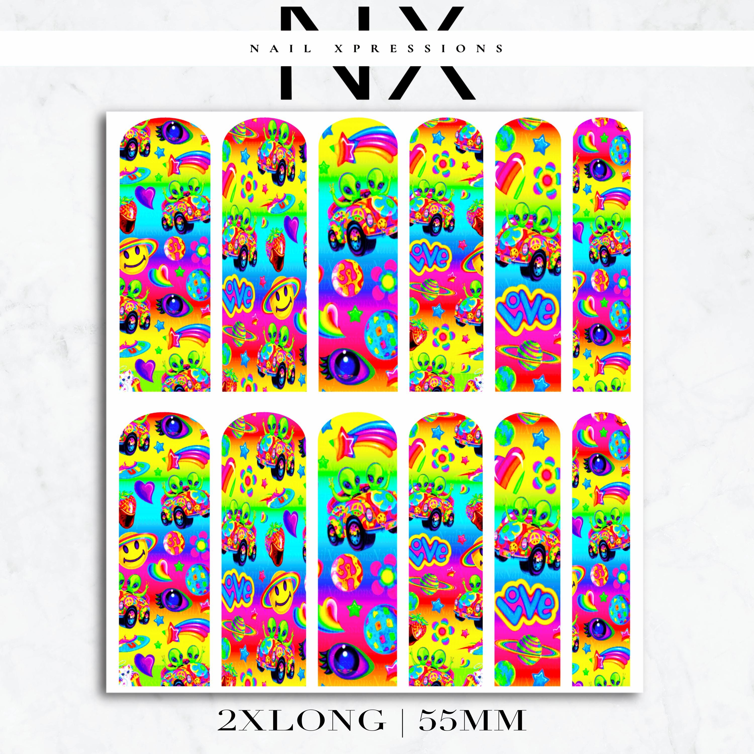 Rainbow 90's vibes Nail Decals | Nail Art Water Transfer | Nail Wraps