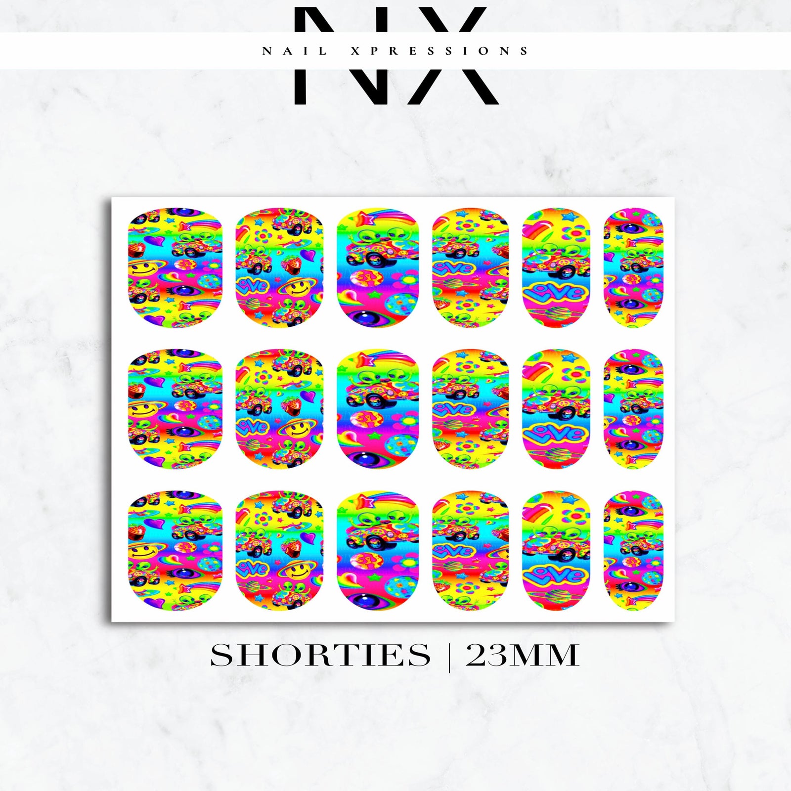 Rainbow 90's vibes Nail Decals | Nail Art Water Transfer | Nail Wraps