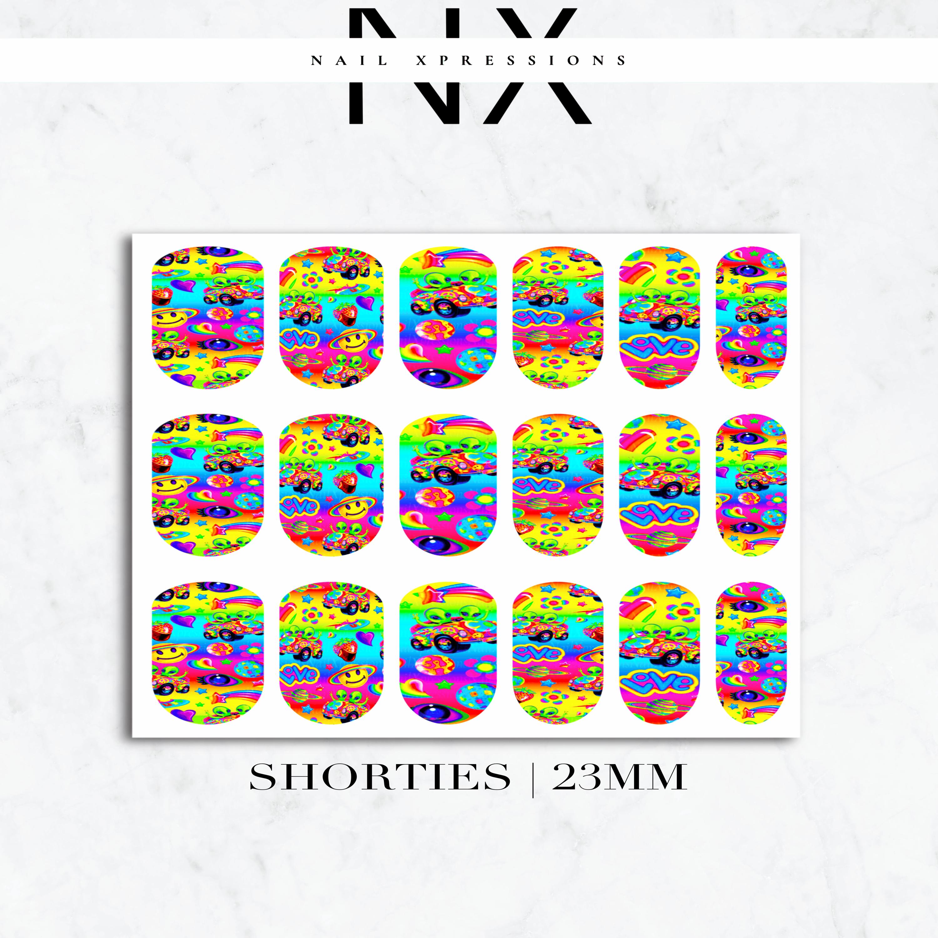 Rainbow 90's vibes Nail Decals | Nail Art Water Transfer | Nail Wraps