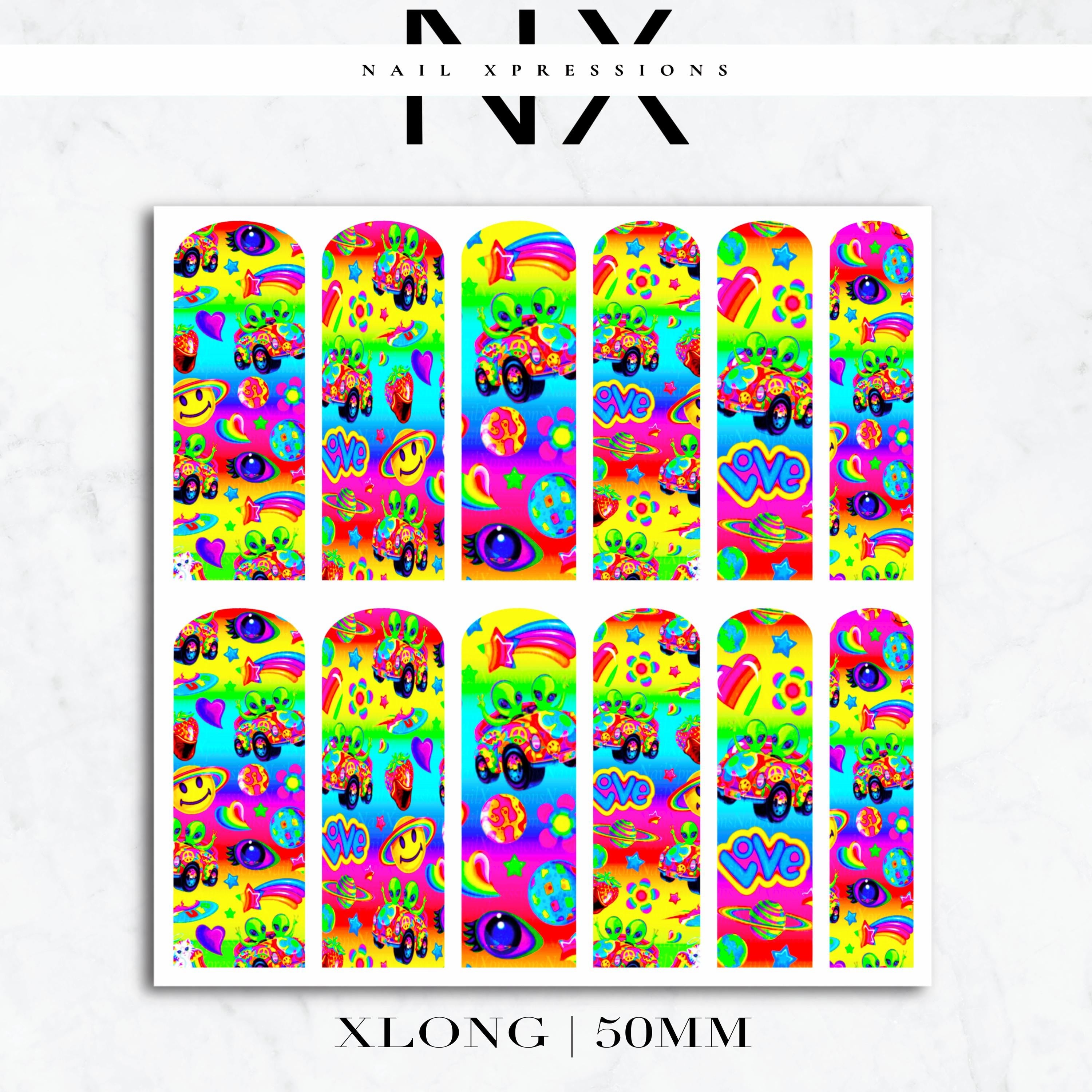 Rainbow 90's vibes Nail Decals | Nail Art Water Transfer | Nail Wraps