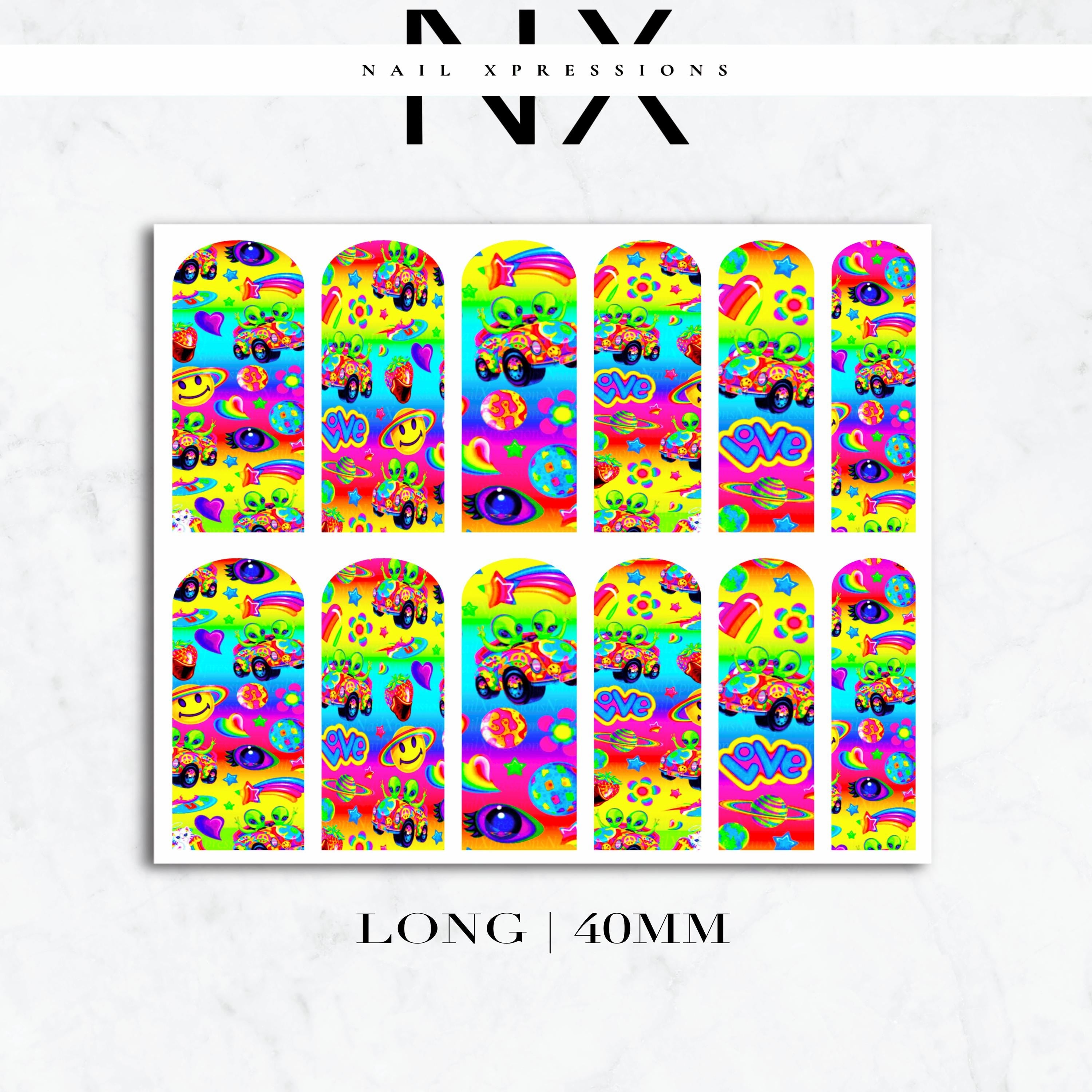 Rainbow 90's vibes Nail Decals | Nail Art Water Transfer | Nail Wraps