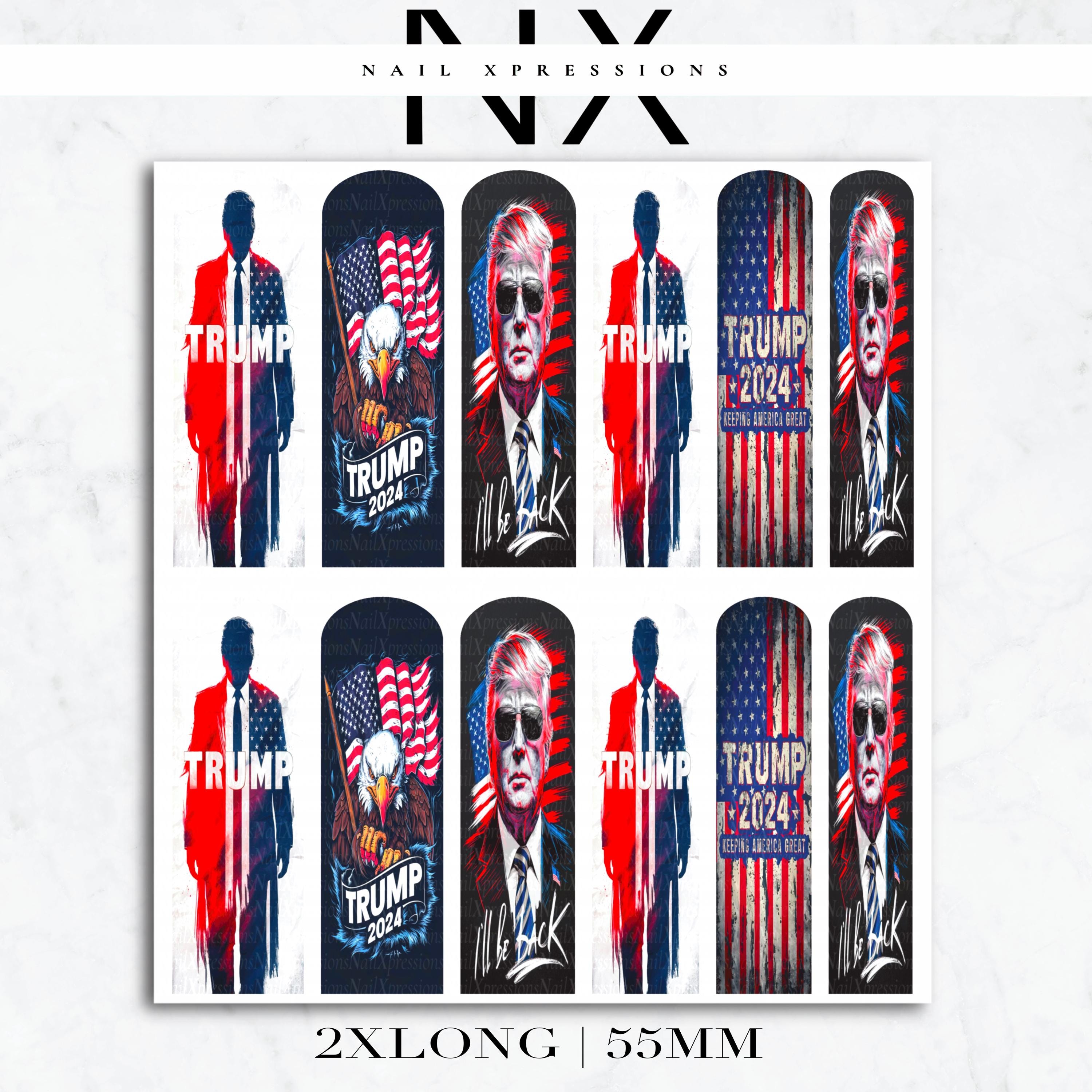 Trump 2024 Nail Decals | Nail Art Water Transfer | Nail Wraps