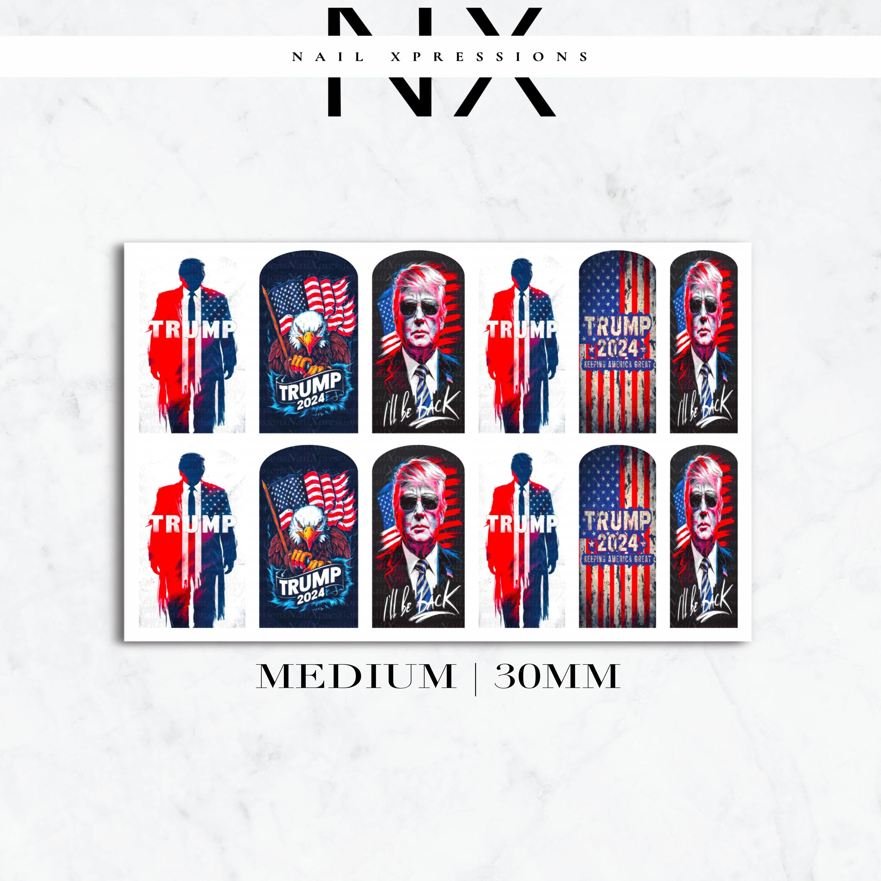 Trump 2024 Nail Decals | Nail Art Water Transfer | Nail Wraps