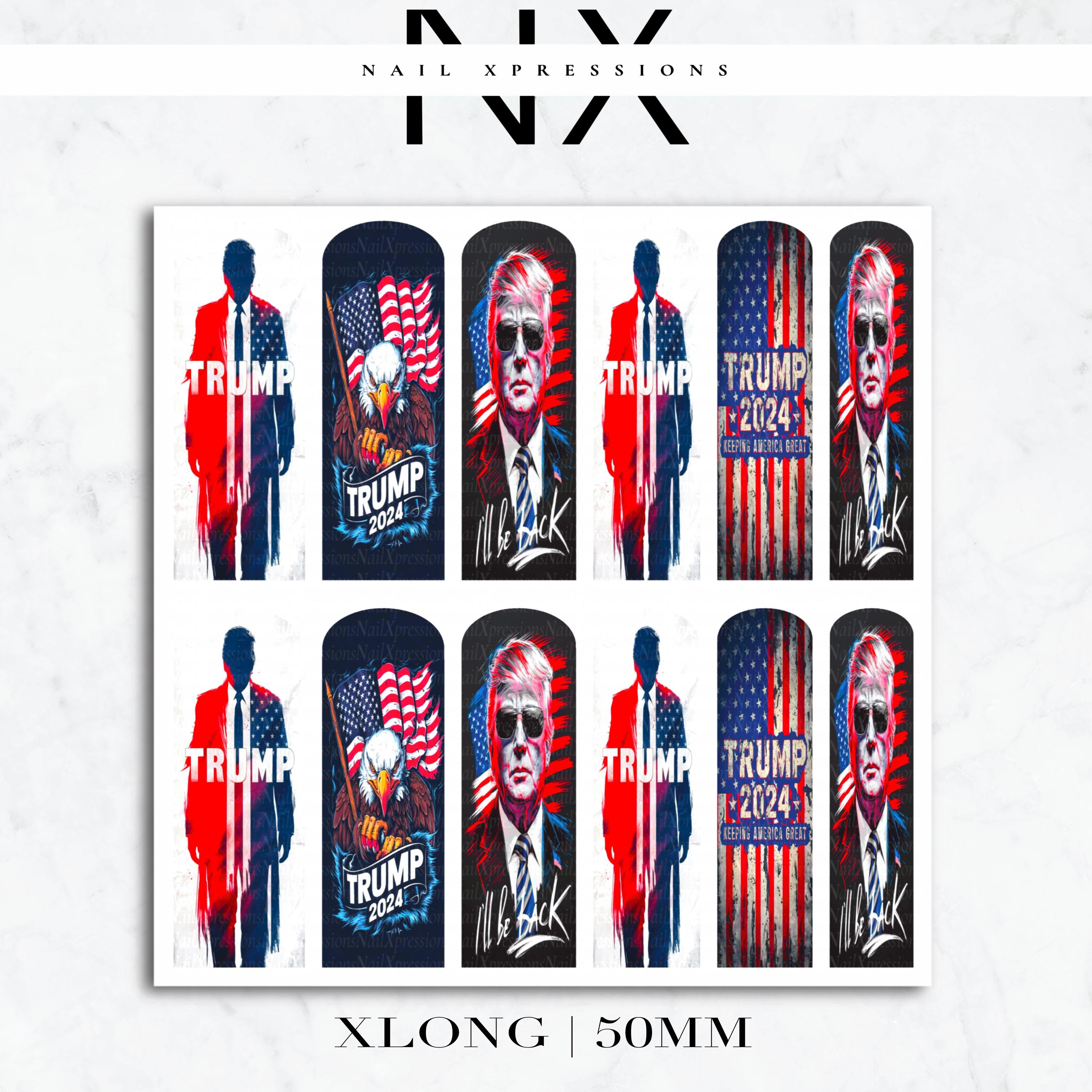 Trump 2024 Nail Decals | Nail Art Water Transfer | Nail Wraps