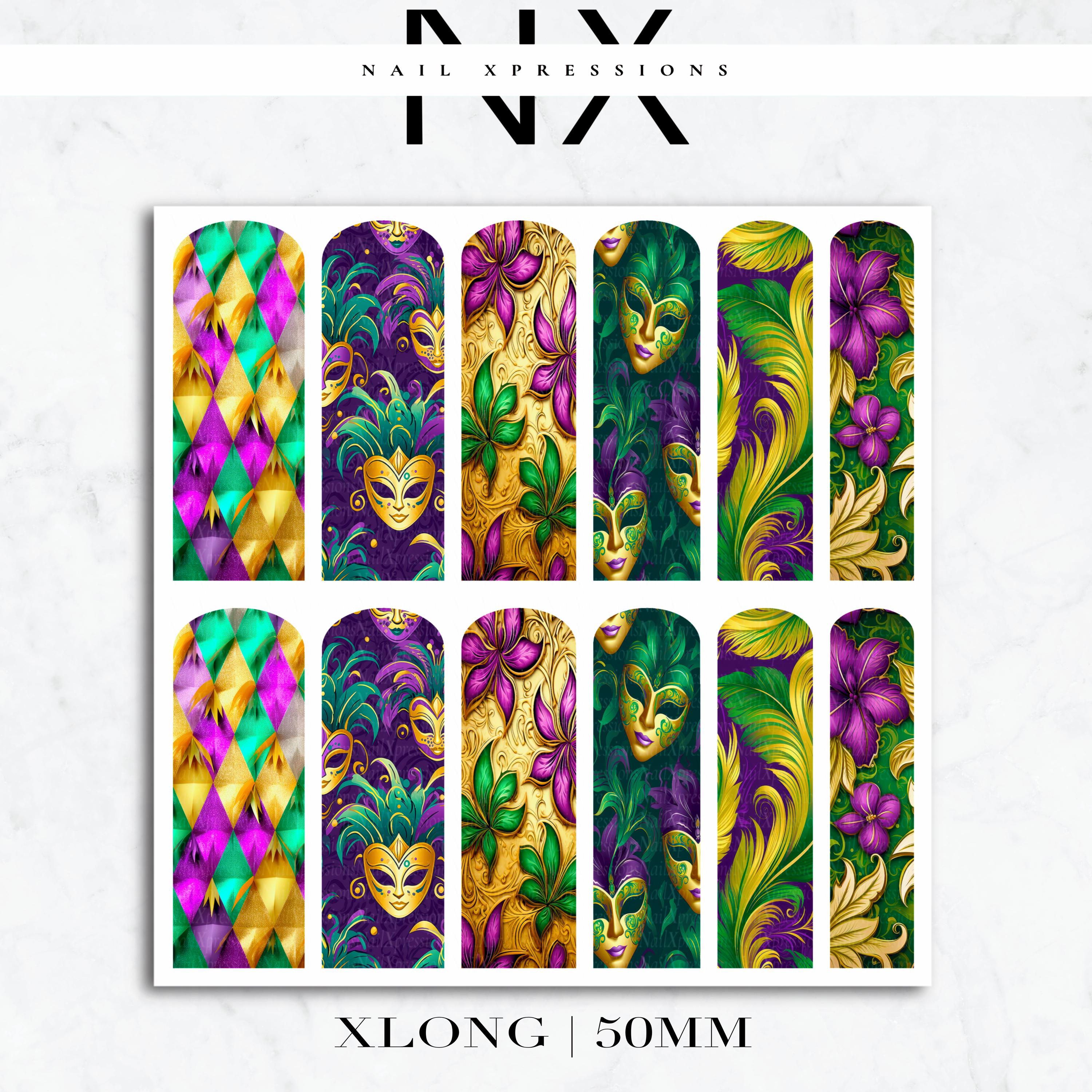 Mardi Gras Nail Decals | Nail Art Water Transfer | Nail Wraps