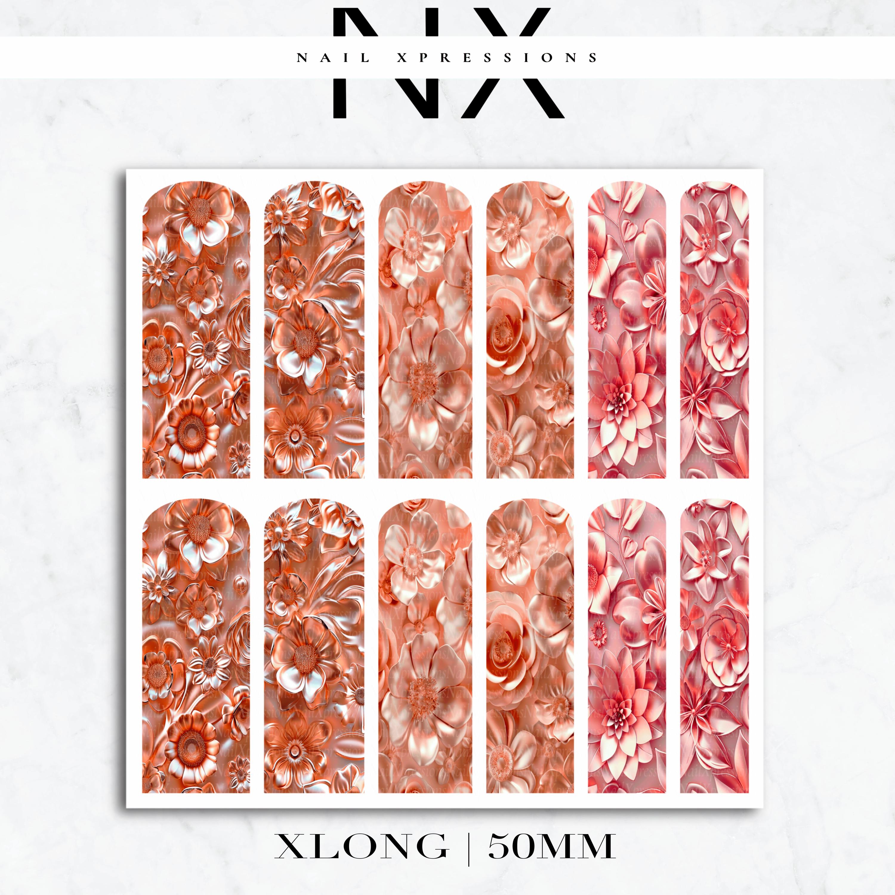 Rose Gold Flower Nail Decals | Nail Art Water Transfer | Nail Wraps