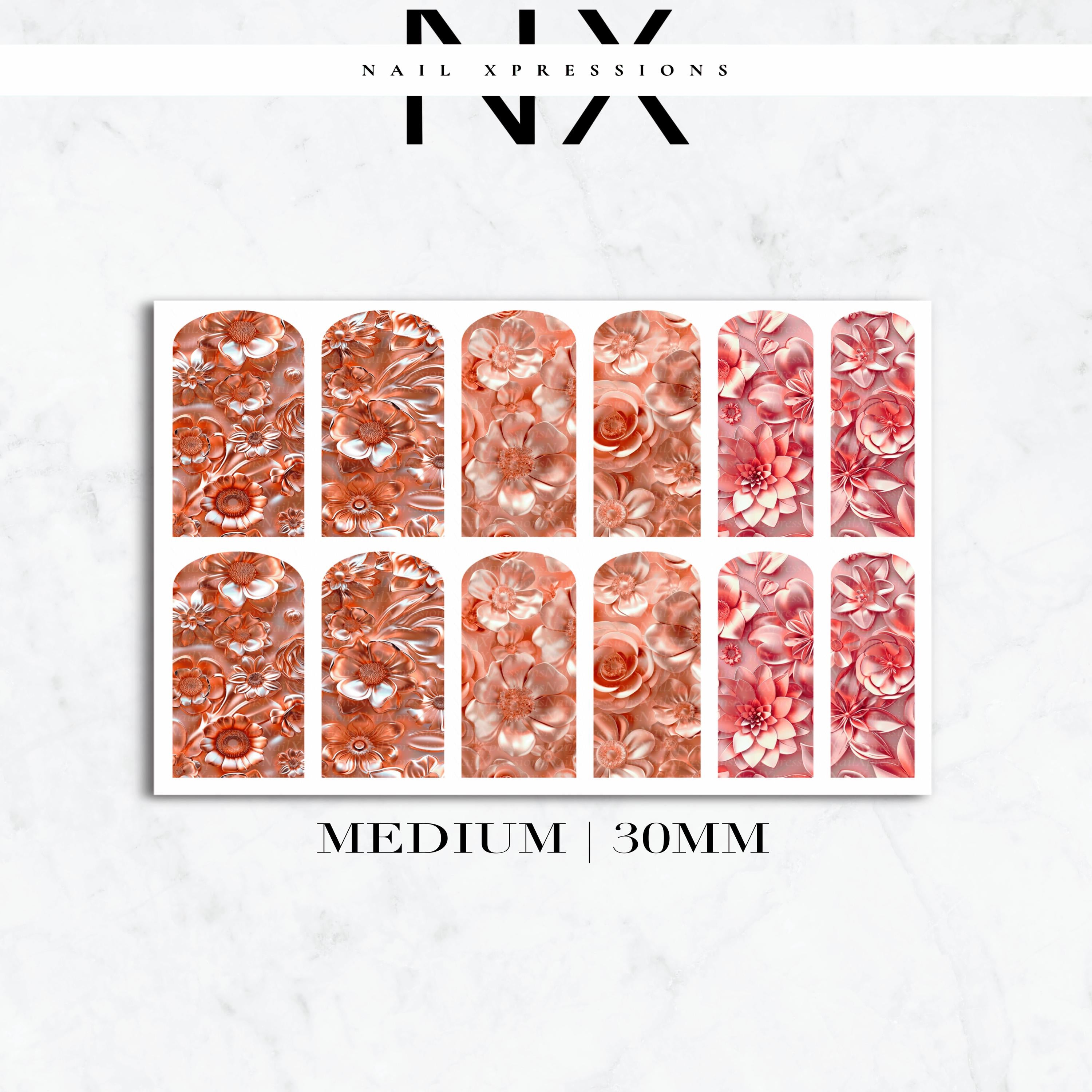 Rose Gold Flower Nail Decals | Nail Art Water Transfer | Nail Wraps