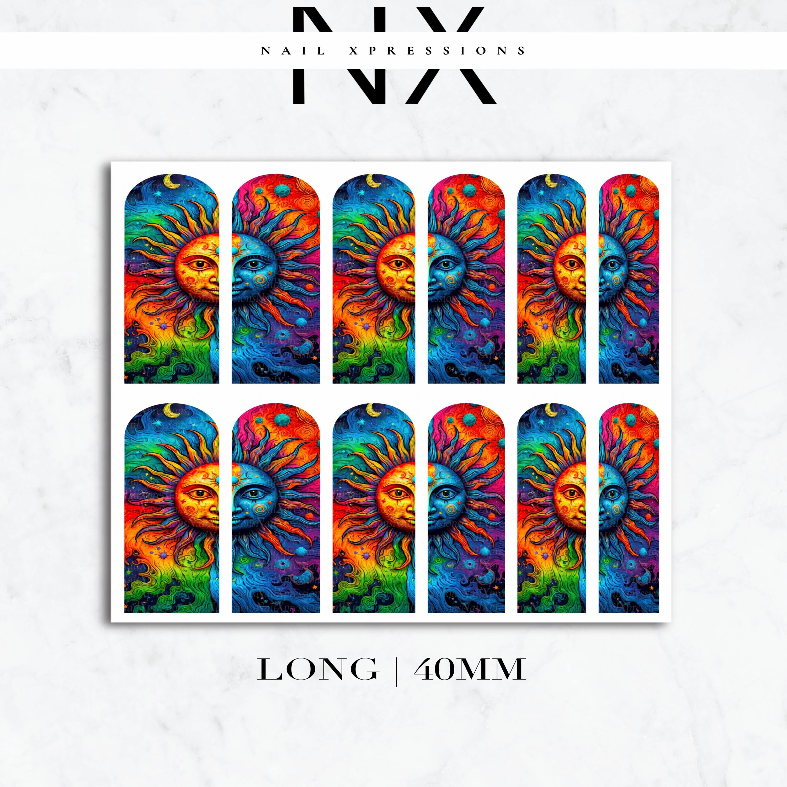 Vibrant Sun Nail Decals | Nail Art Water Transfer | Nail Wraps