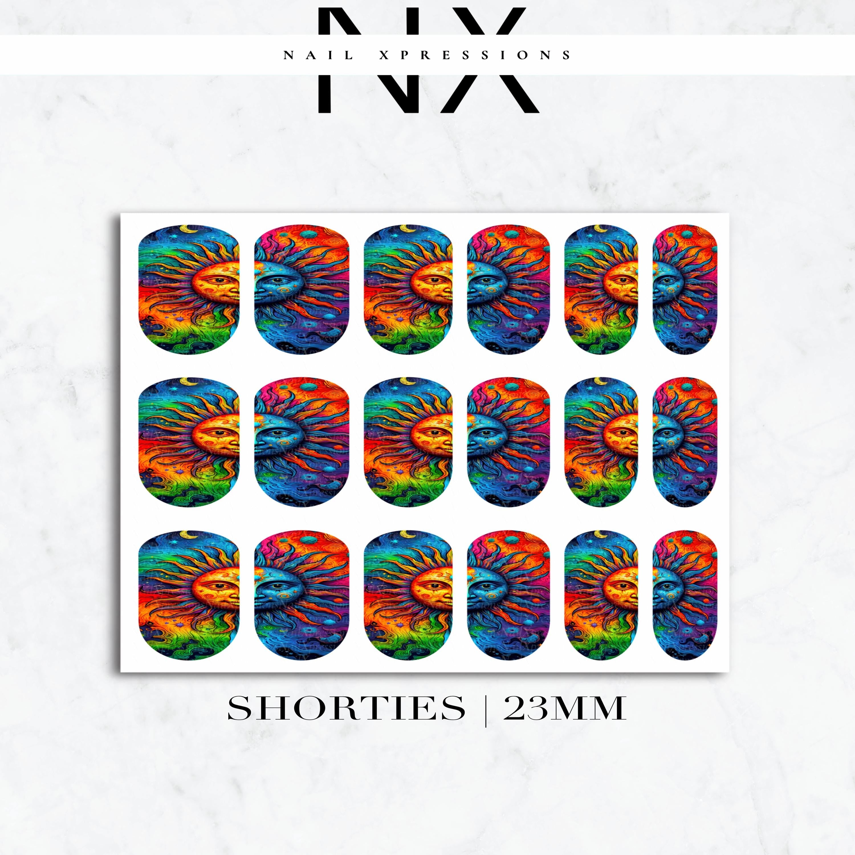 Vibrant Sun Nail Decals | Nail Art Water Transfer | Nail Wraps