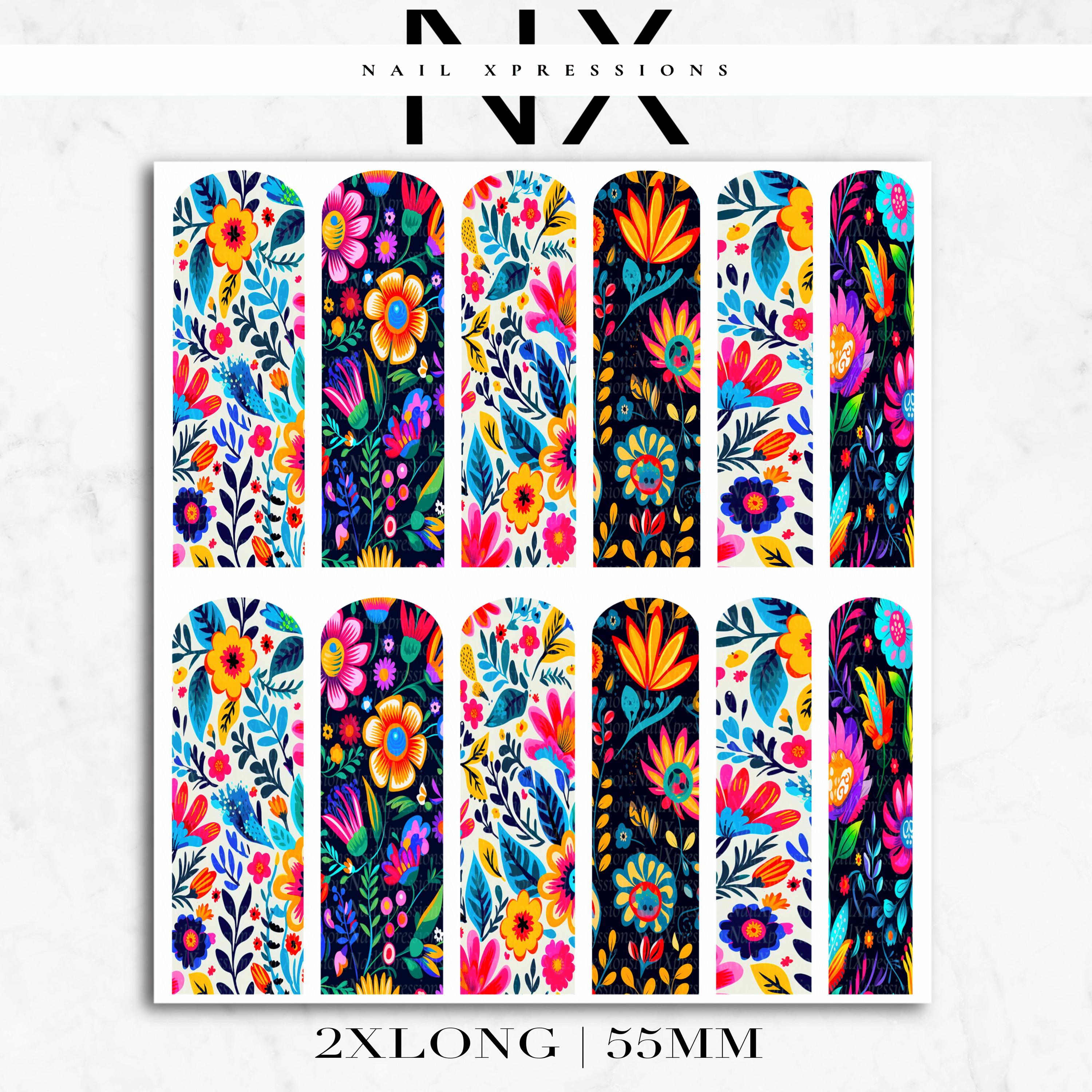 Cinco De Mayo Floral Nail Decals | Nail Art Water Transfer | Nail Wraps