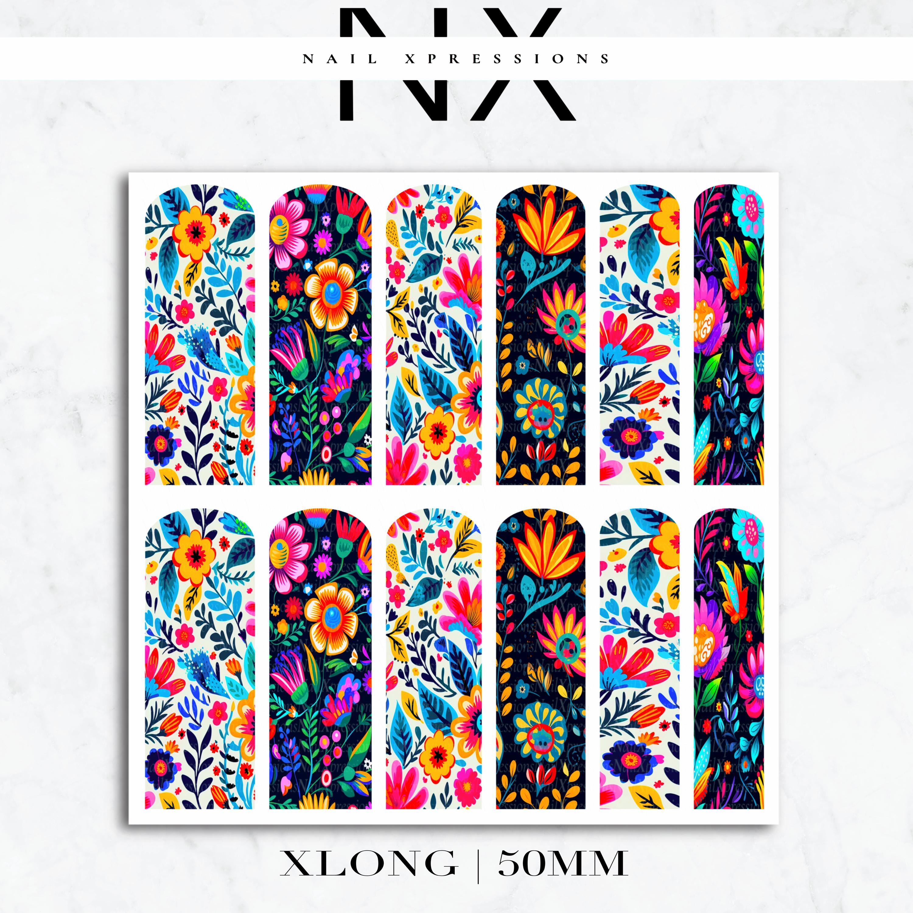 Cinco De Mayo Floral Nail Decals | Nail Art Water Transfer | Nail Wraps