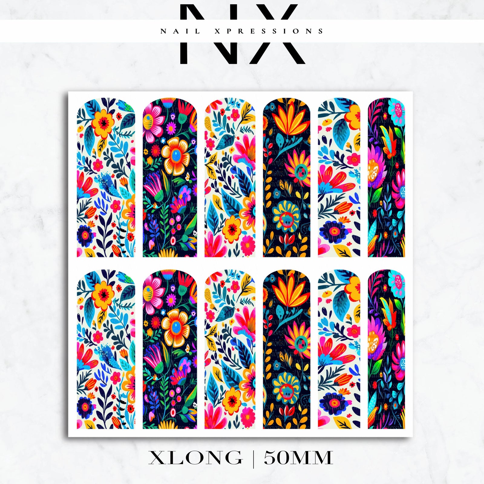 Cinco De Mayo Floral Nail Decals | Nail Art Water Transfer | Nail Wraps