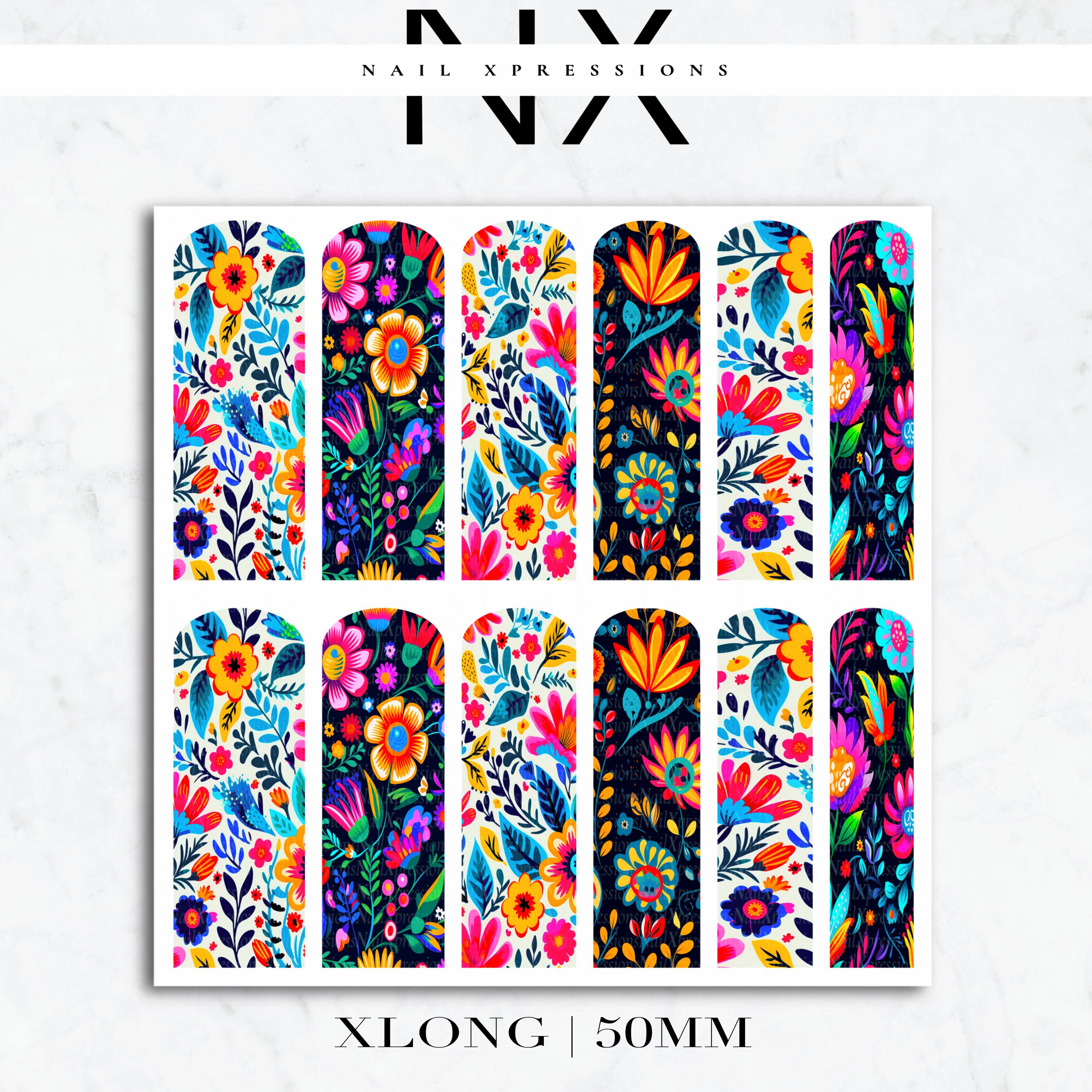 Cinco De Mayo Floral Nail Decals | Nail Art Water Transfer | Nail Wraps