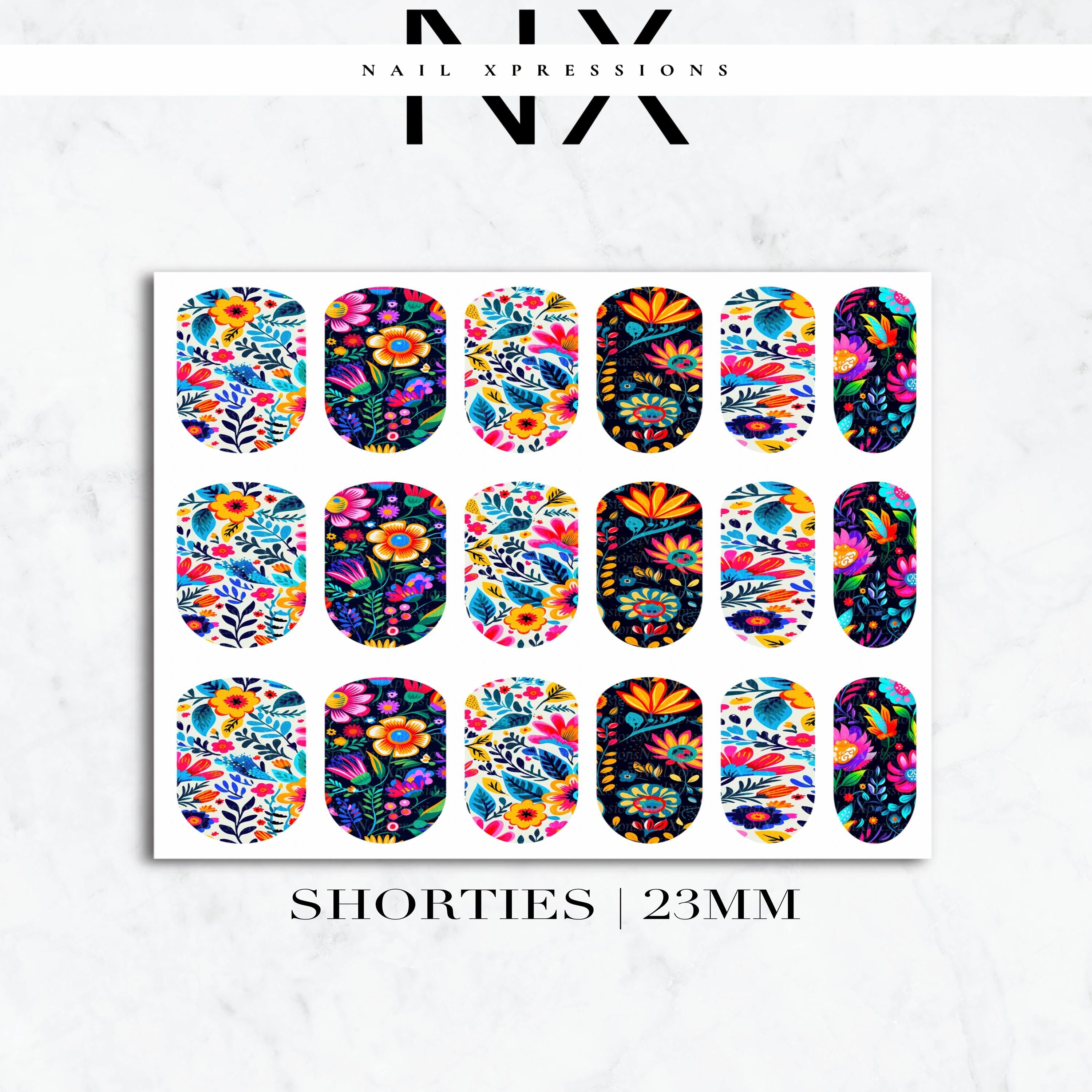 Cinco De Mayo Floral Nail Decals | Nail Art Water Transfer | Nail Wraps