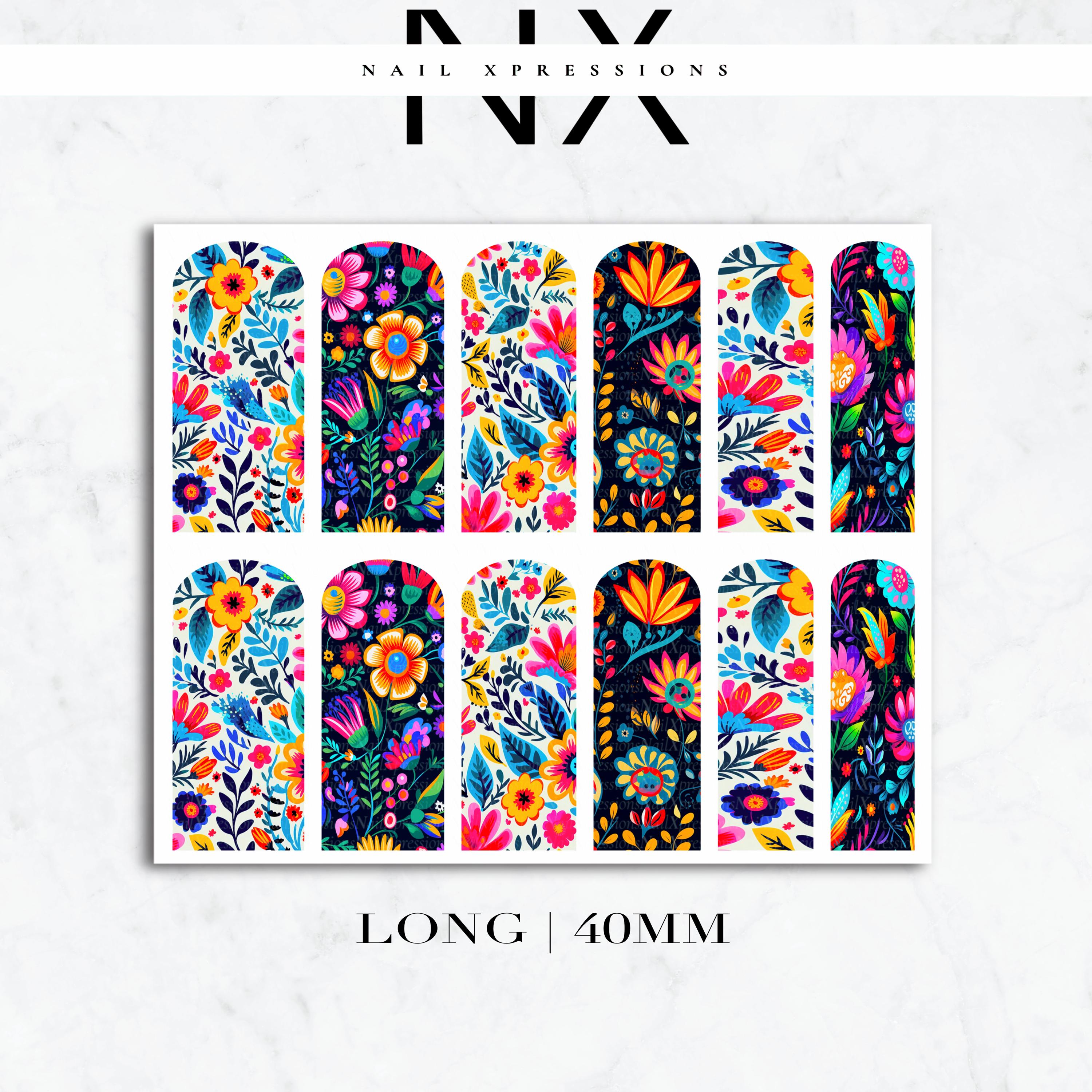 Cinco De Mayo Floral Nail Decals | Nail Art Water Transfer | Nail Wraps