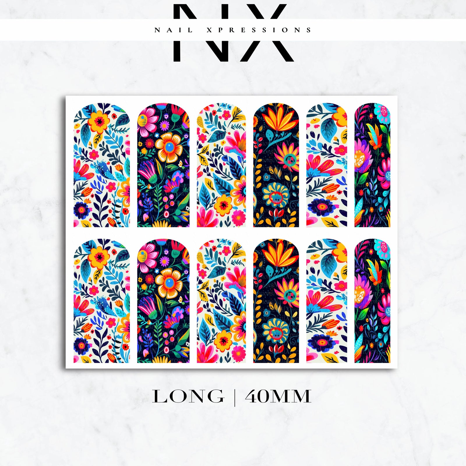 Cinco De Mayo Floral Nail Decals | Nail Art Water Transfer | Nail Wraps